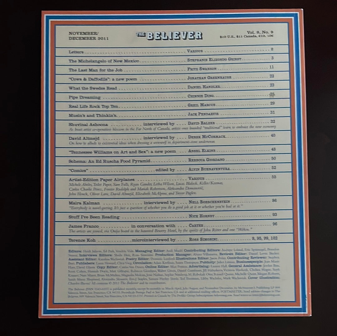 The Believer: The 2011 Art Issue Vol. 9 No. 9 - Julavits, Heidi; Park, Ed; Vida, Vendela