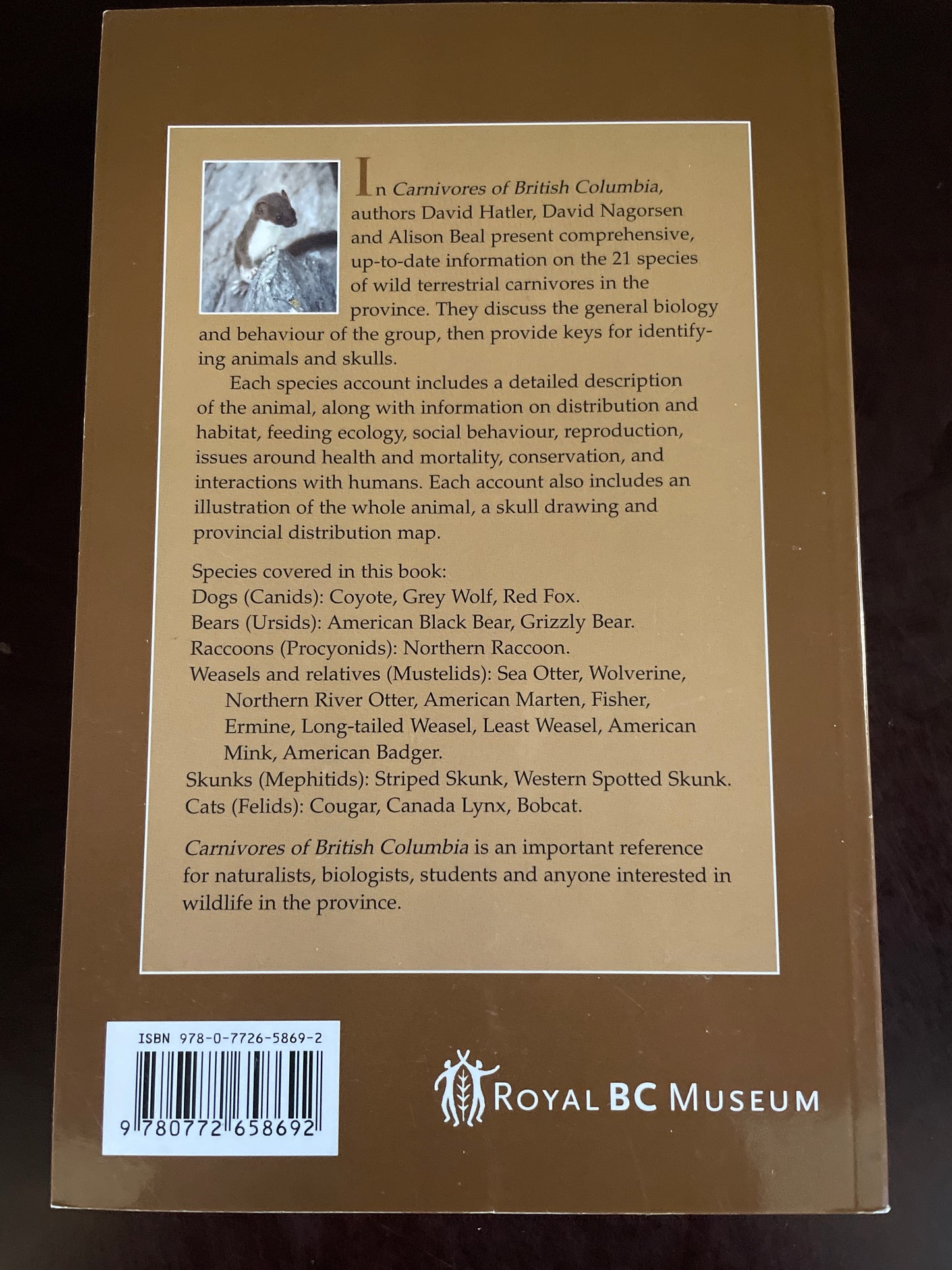 Carnivores of British Columbia: Volume 5 - The Mammals of British Columbia - Hatler, David F.; Nagorsen, David W.; Beal, Alison M.