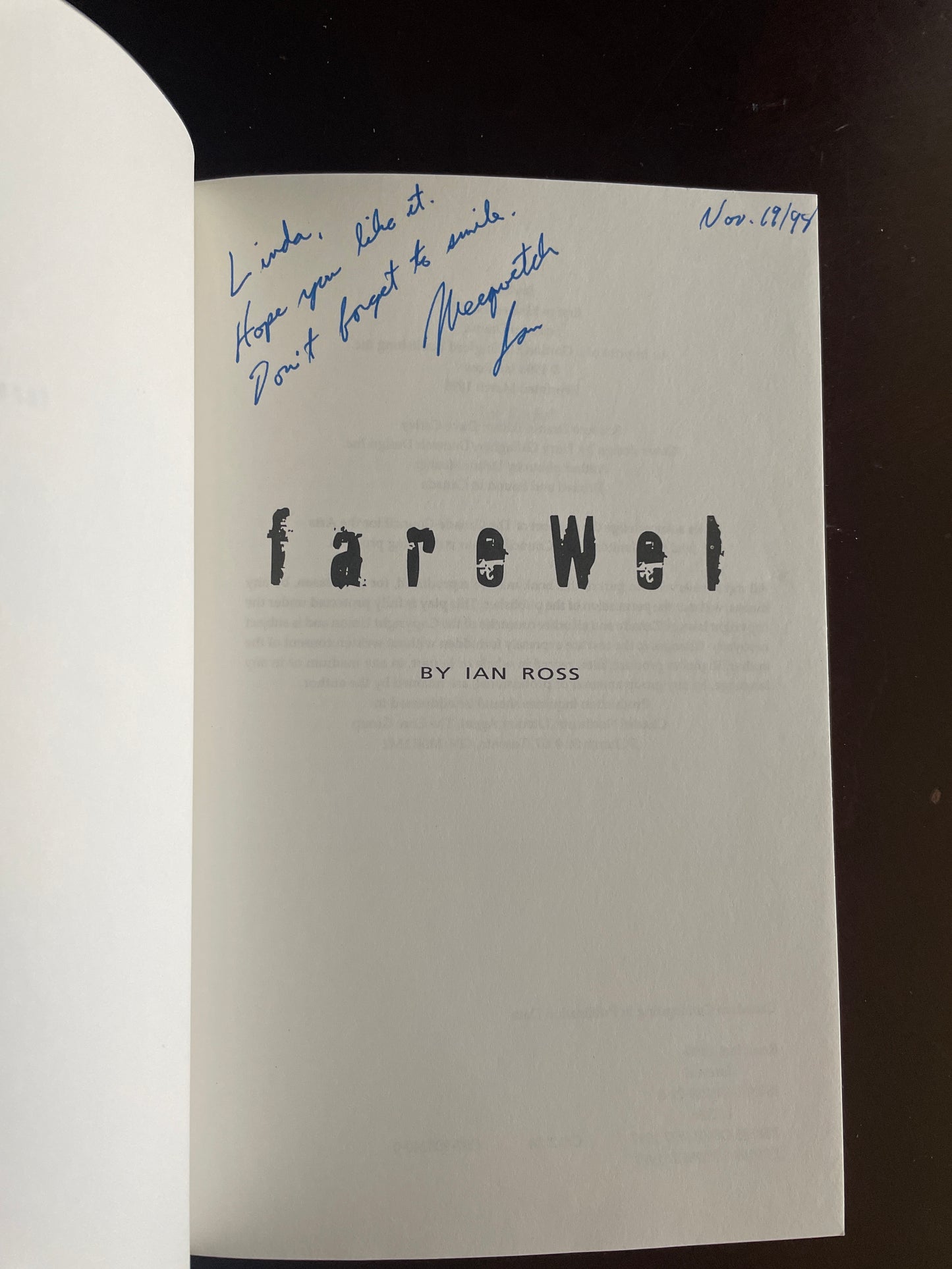 Farewel (Inscribed) - Ross, Ian