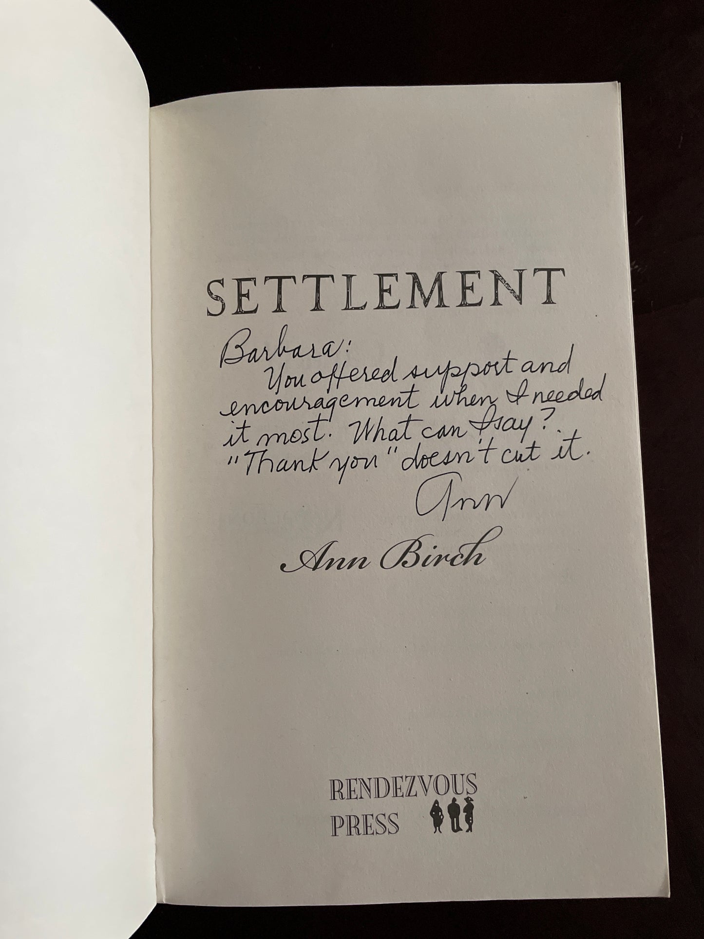 Settlement (Inscribed) - Birch, Ann