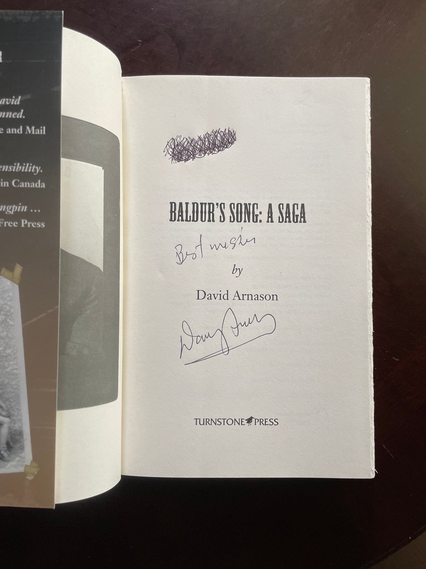Baldur's Song: A Saga (Inscribed) - Arnason, David