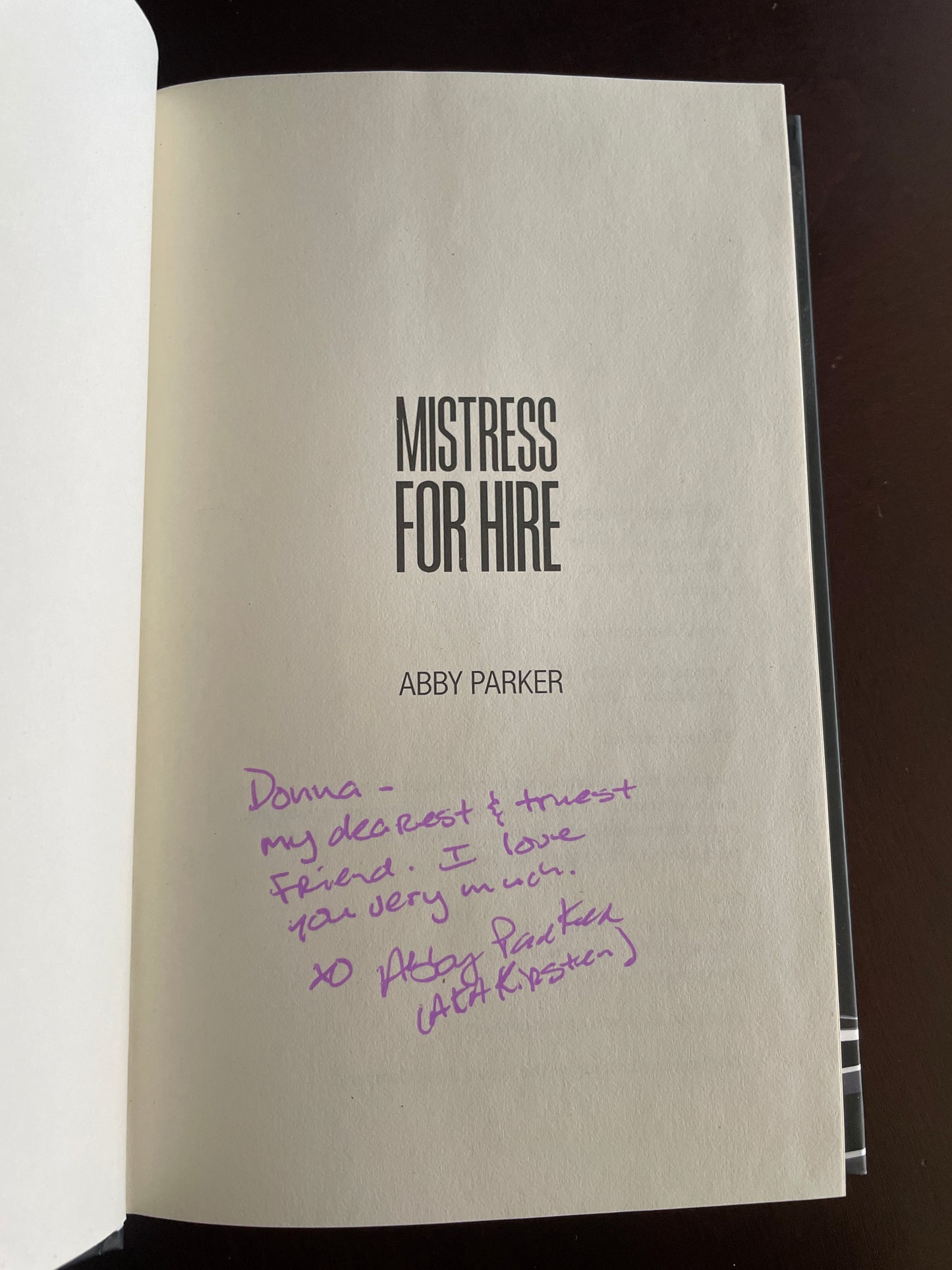 Mistress For Hire (Inscribed) - Parker, Abby