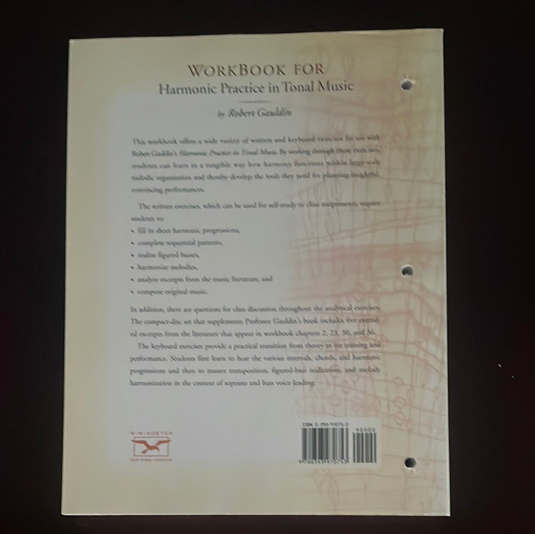 Workbook for Harmonic Practice in Tonal Music - Gauldin, Robert