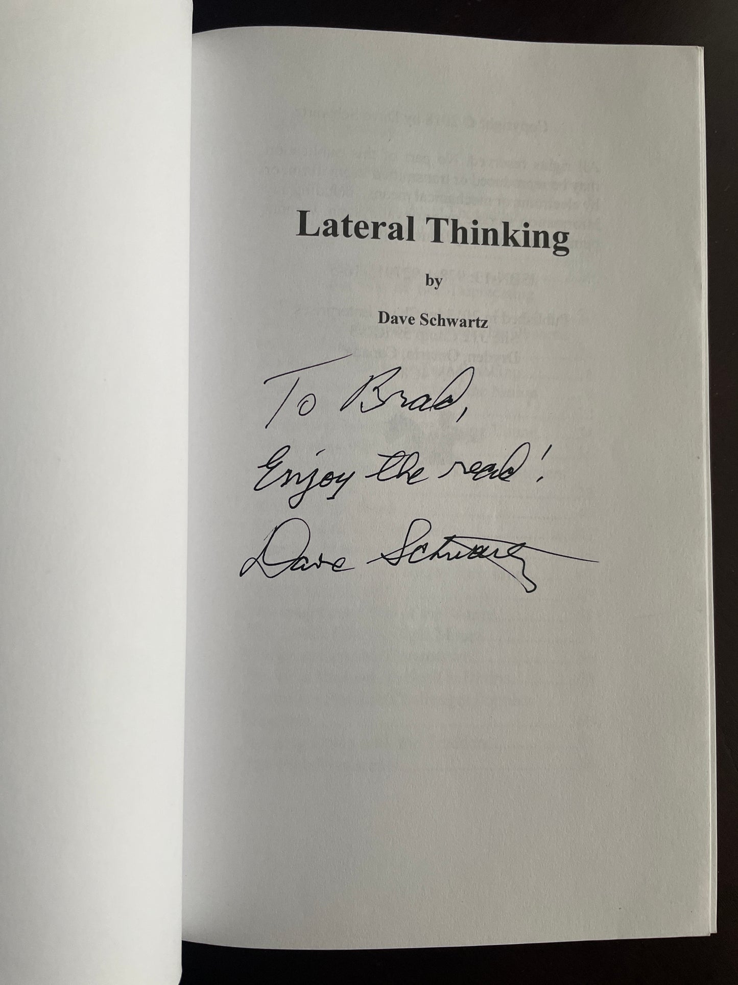 Lateral Thinking: Hilarious Satire and Wordplay - an Anthology of Short Humour Pieces (Inscribed) - Schwartz, Dave