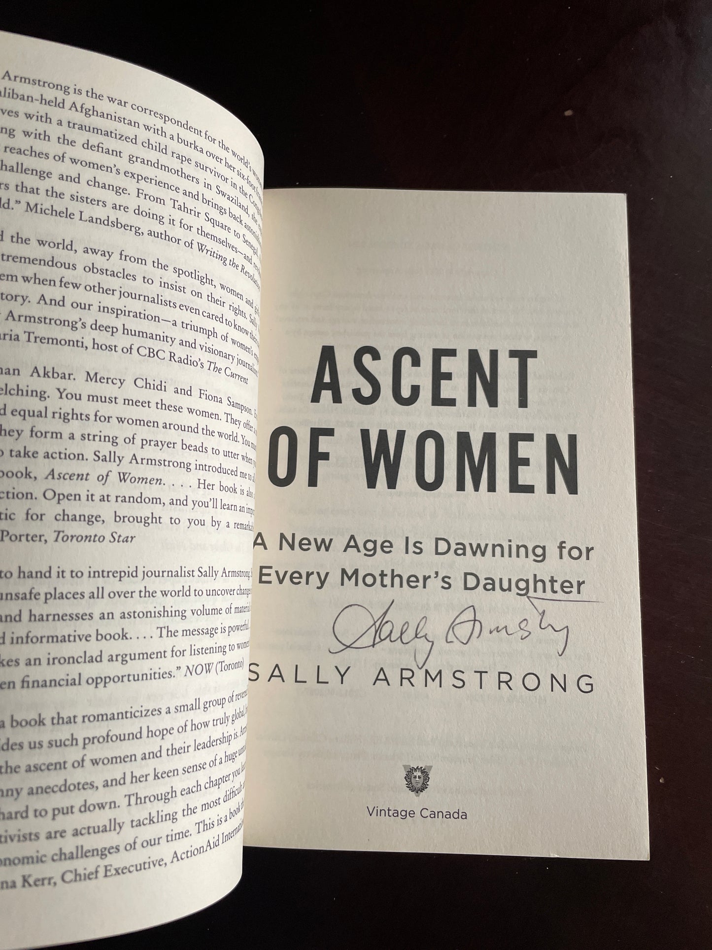 Ascent of Women: A New Age Is Dawning for Every Mother's Daughter (Signed) - Armstrong, Sally