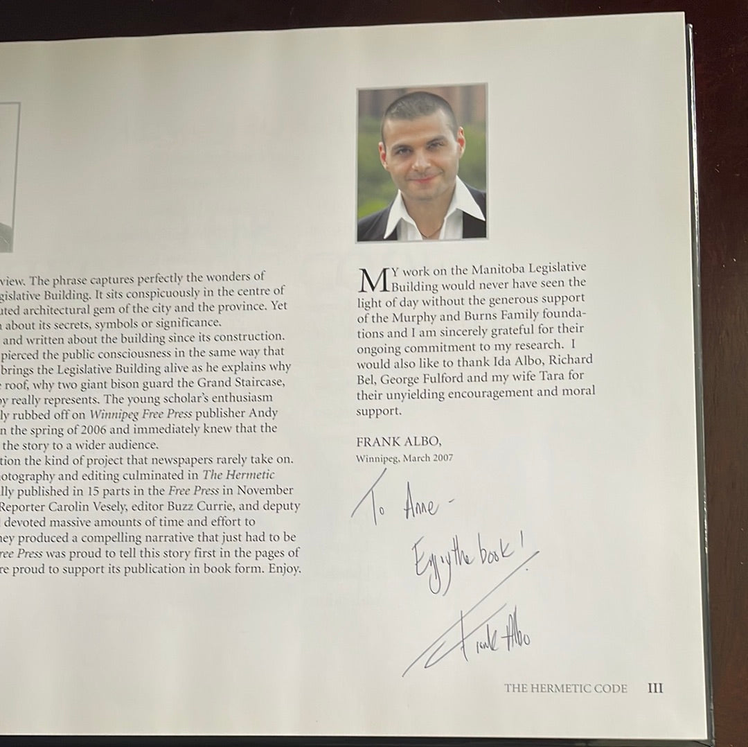 The Hermetic Code : Unlocking One of Manitoba's Greatest Secrets (Signed) - Albo, Frank; Vesely, Carolin; Currie, Buzz