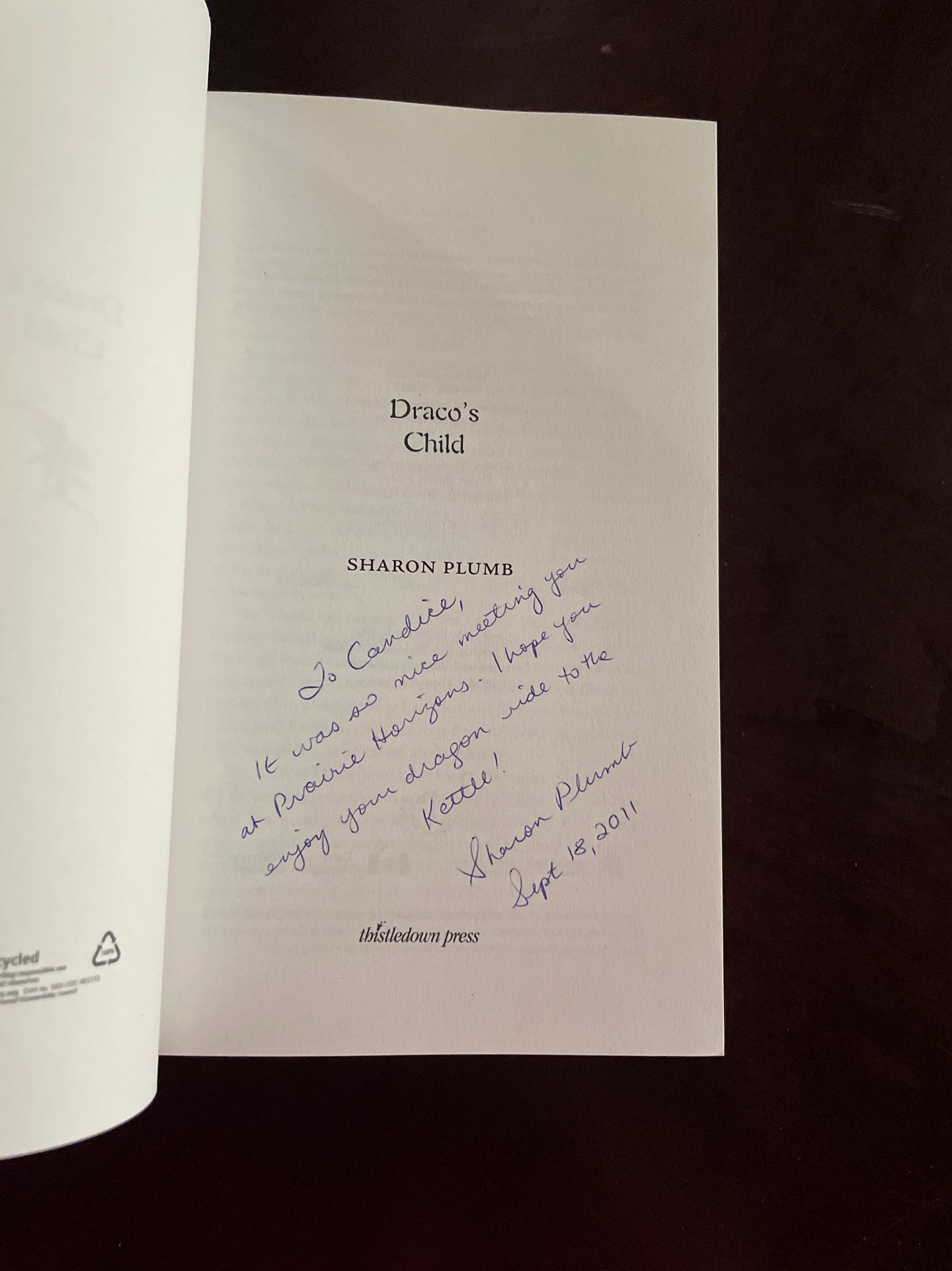 Draco's Child (Inscribed) - Plumb, Sharon