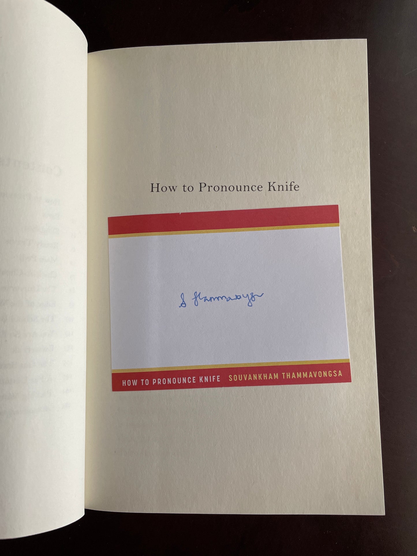 How to Pronounce Knife: Stories (Signed) - Thammavongsa, Souvankham