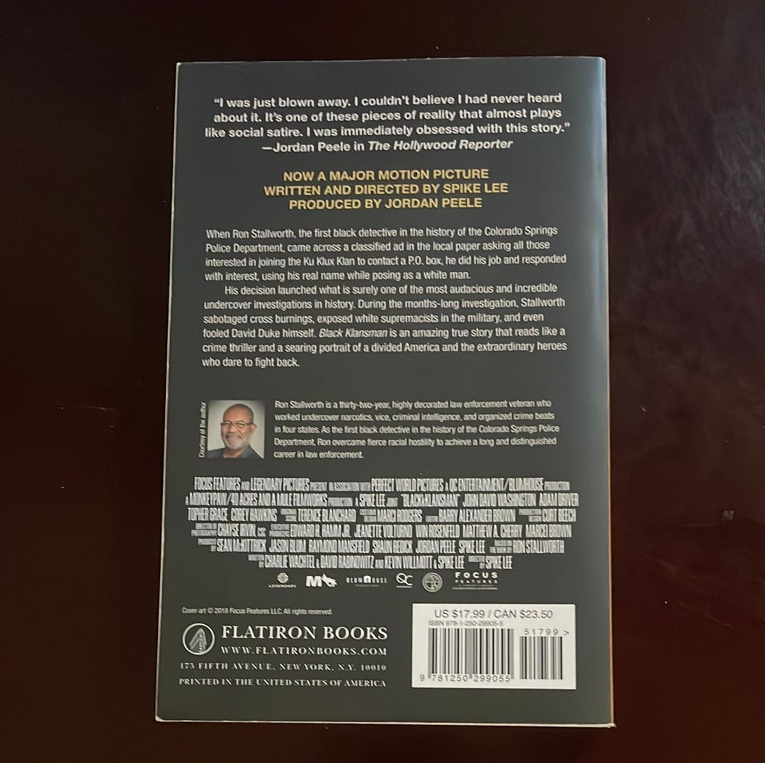 Black Klansman: Race, Hate, and the Undercover Investigation of a Lifetime - Stallworth, Ron