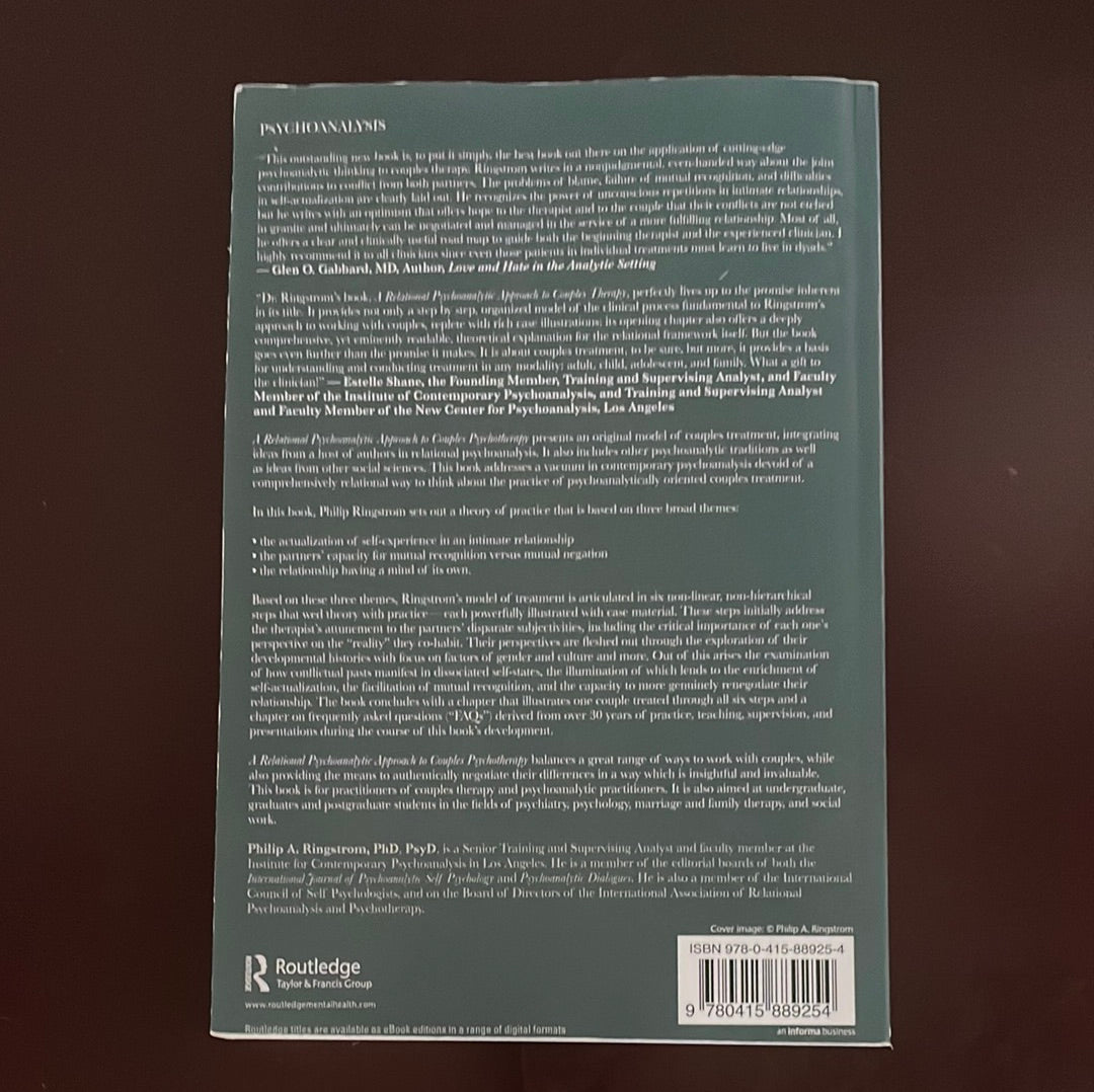 A Relational Psychoanalytic Approach to Couples Psychotherapy - Ringstrom, Philip A.