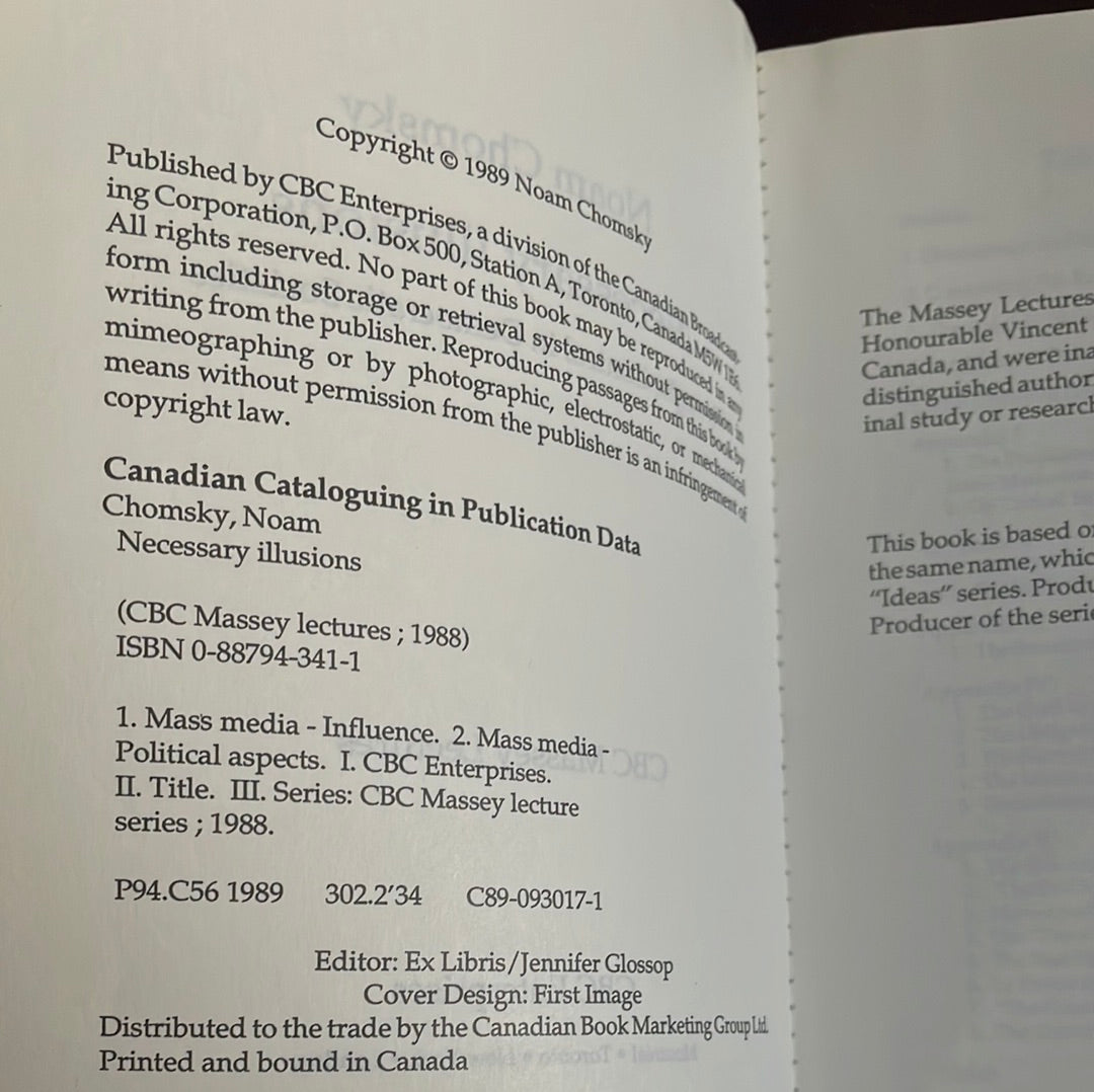 Necessary Illusions : Thought Control in Democratic Societies - Chomsky, Noam