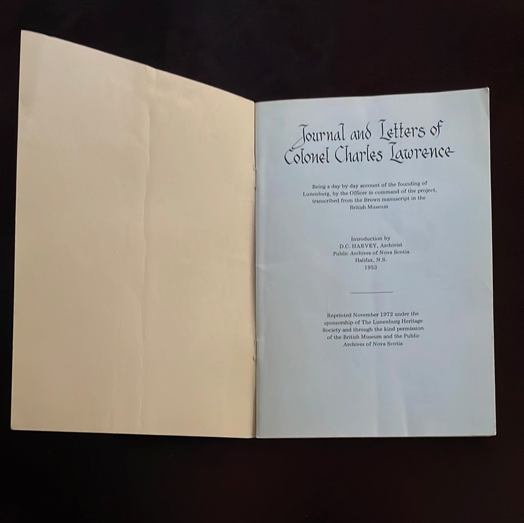 Journal and Letters of Colonel Charles Lawrence - Lawrence, Colonel Charles