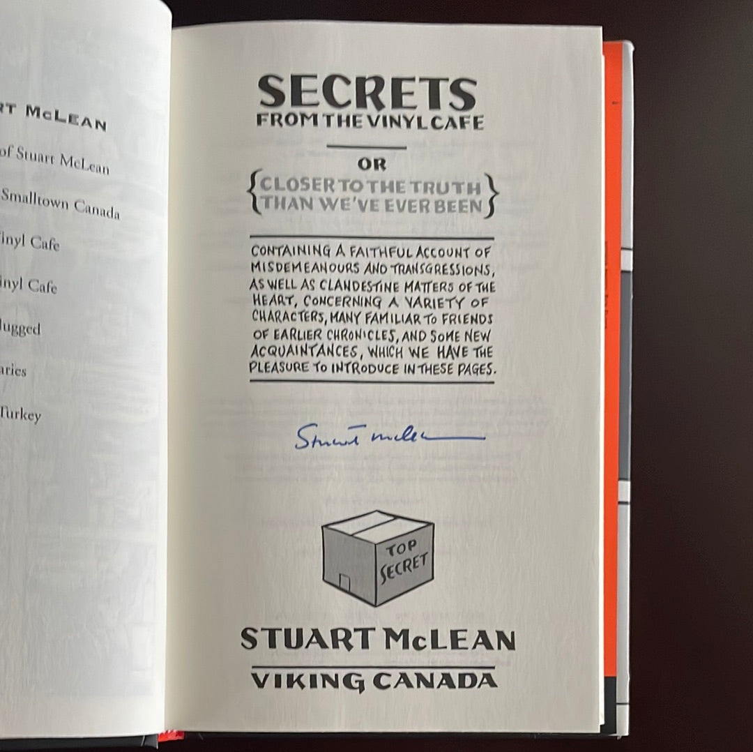 Secrets from the Vinyl Cafe (Signed) - McLean, Stuart