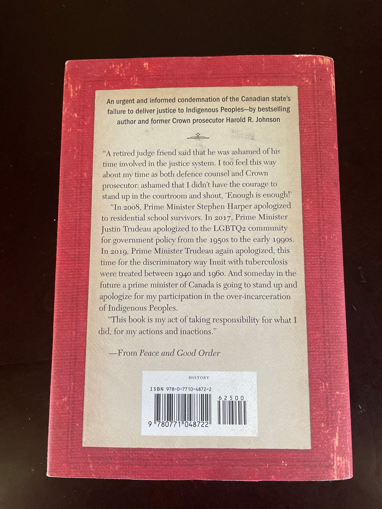 Peace and Good Order: The Case for Indigenous Justice in Canada (Signed)  - Johnson, Harold R.