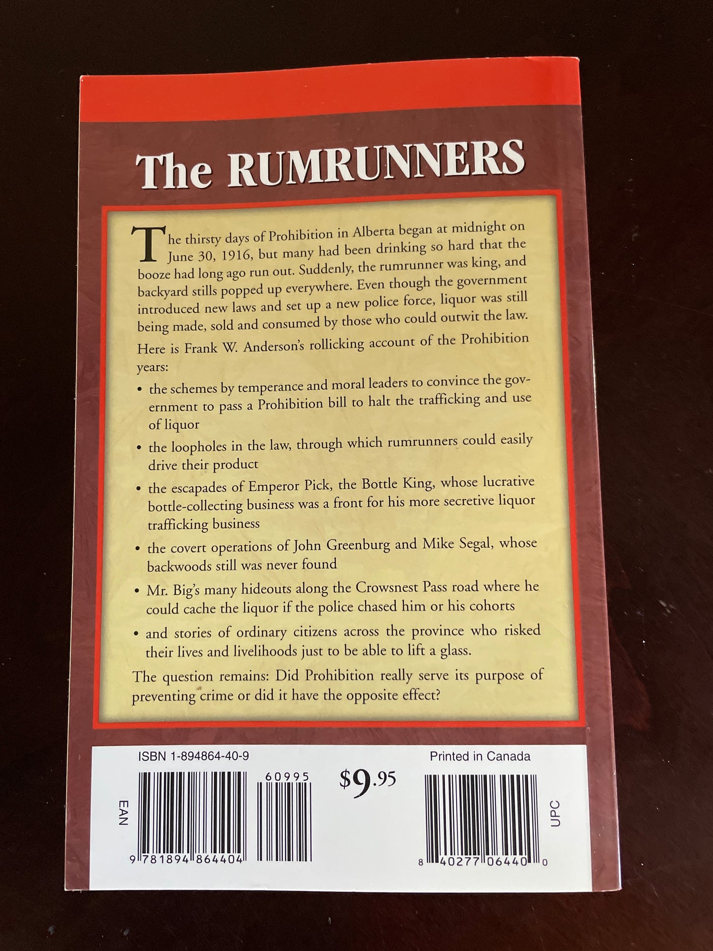The Rumrunners: Dodging the Law During Prohibition - Anderson, Frank