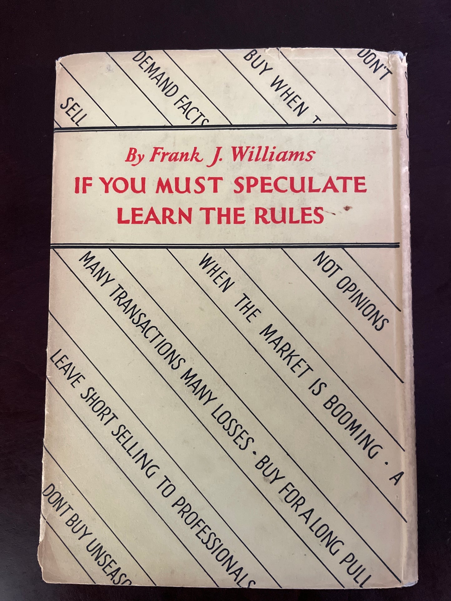 If You Must Speculate Learn the Rules - Williams, Frank J.