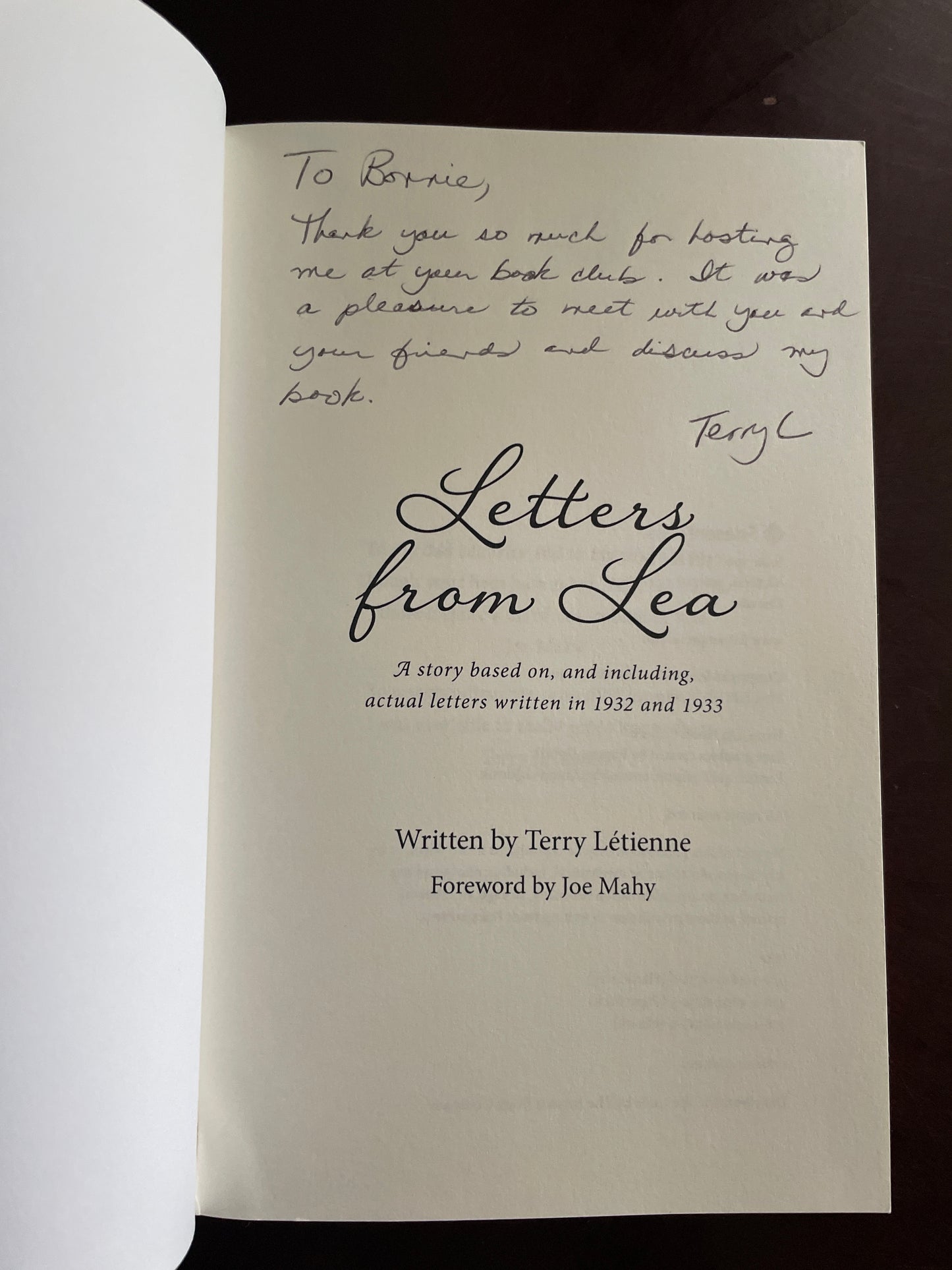 Letters from Lea (Inscribed) - Lètienne, Terry