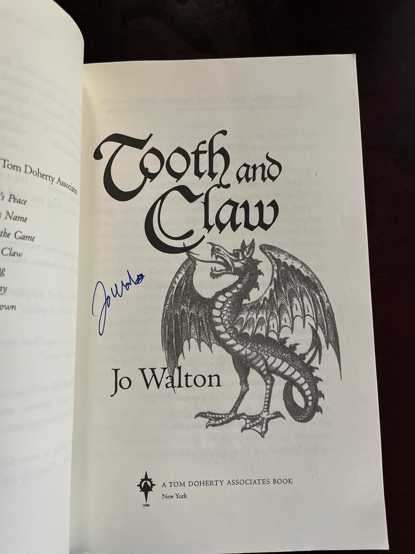 Tooth and Claw (Signed) - Walton, Jo