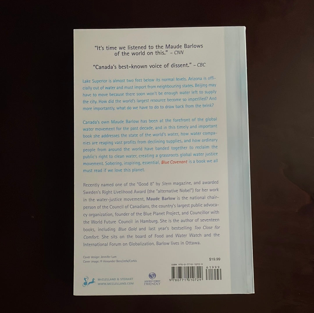 Blue Covenant: The Global Water Crisis and the Coming Battle for the Right to Water (Inscribed) - Barlow, Maude