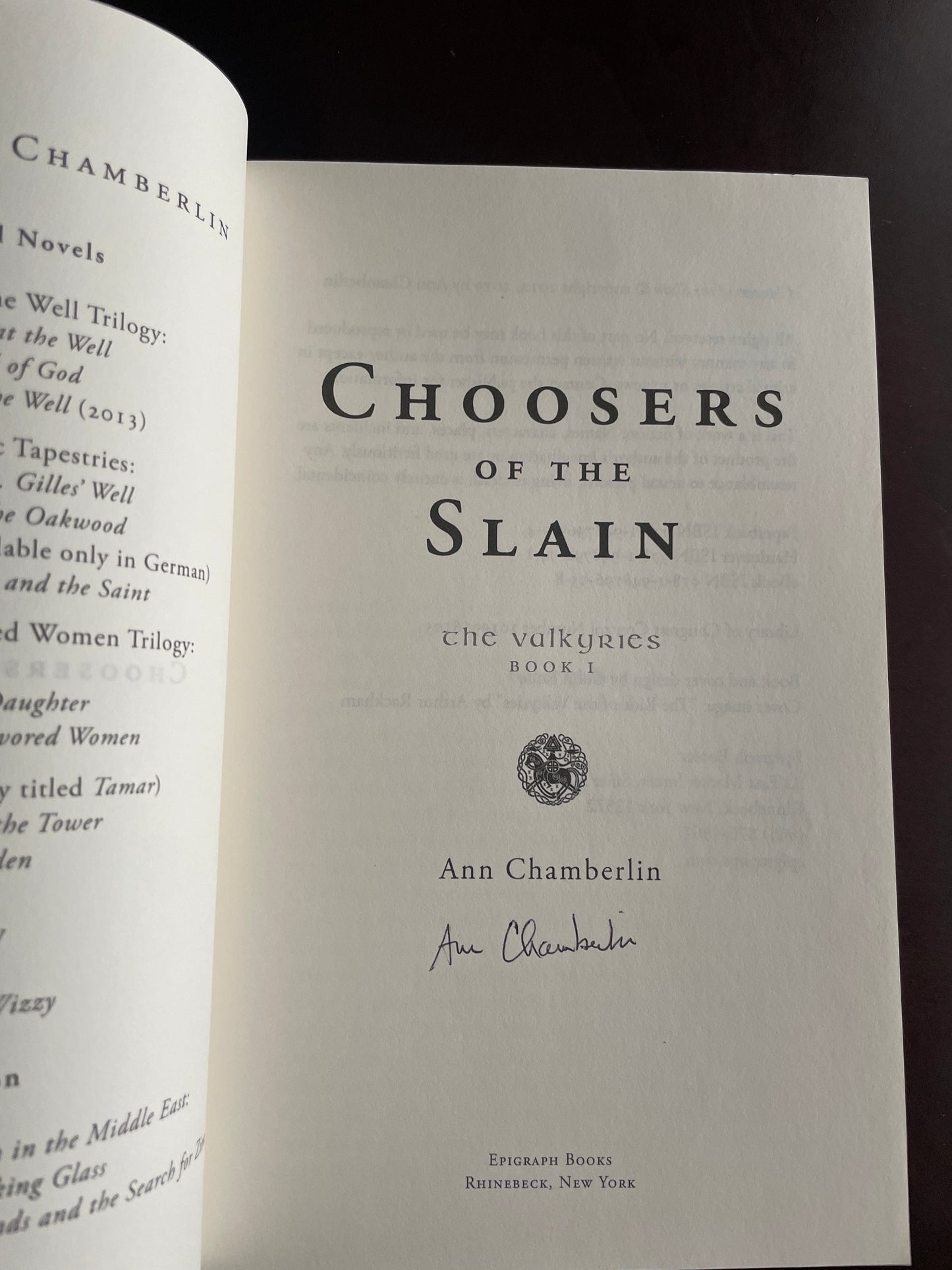 Choosers of the Slain (The Valkyries) Book 1 (Signed) - Chamberlin, Ann