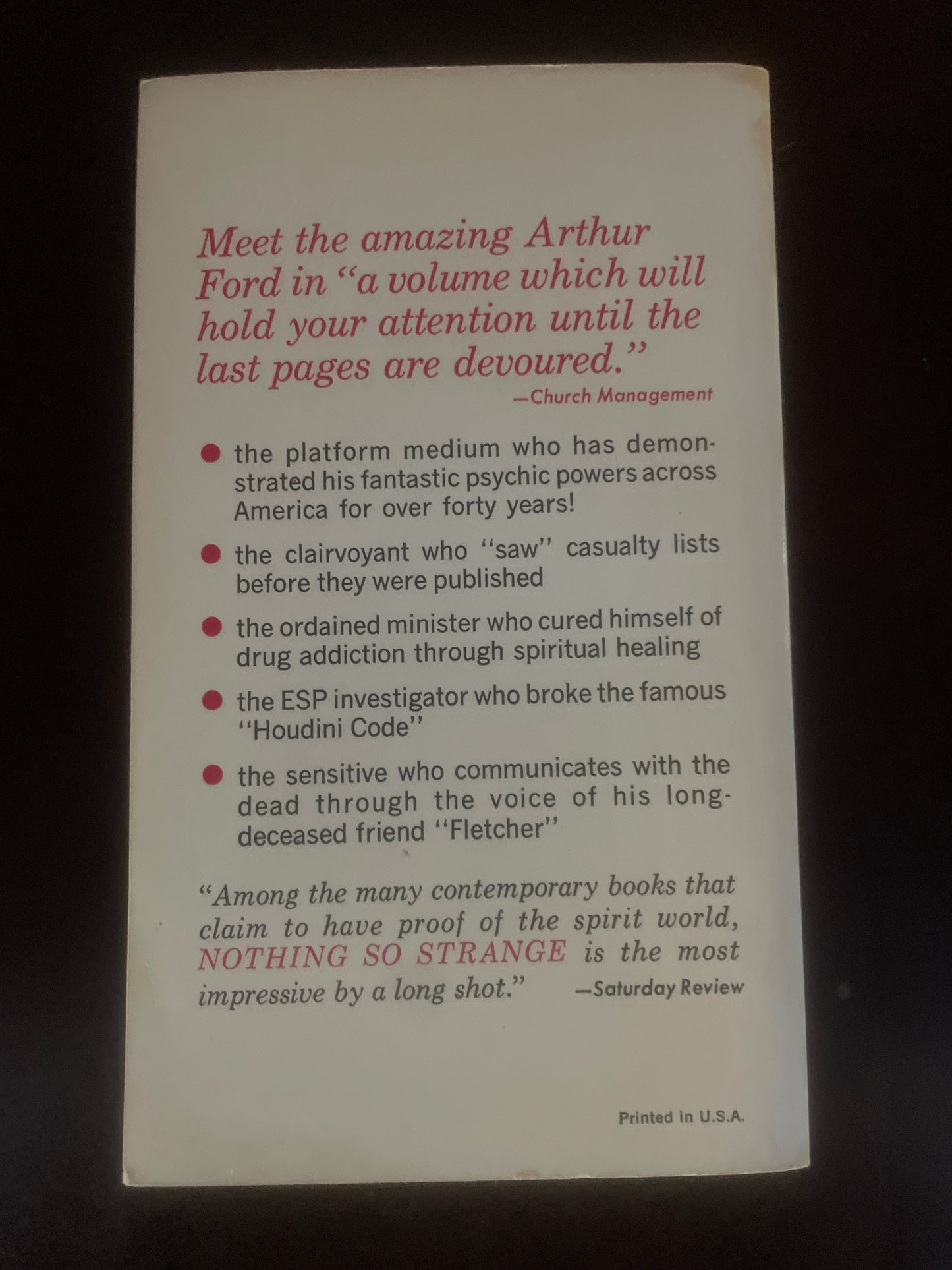 Nothing So Strange : The autobiography of Arthur Ford - Ford, Arthur; Bro, Marguerite Harmon