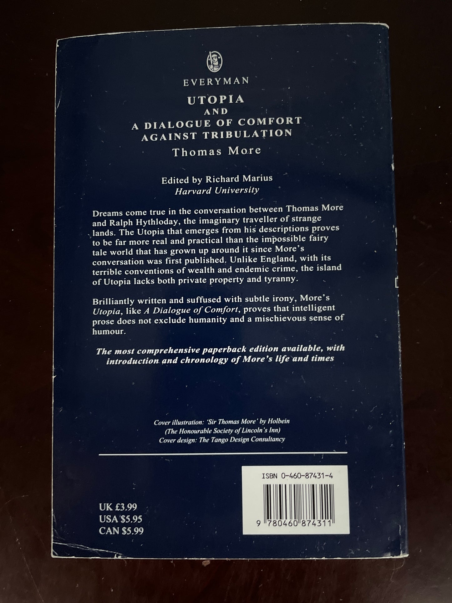 Utopia and A Dialogue of Comfort Against Tribulation (Everyman's Library) - More, Thomas