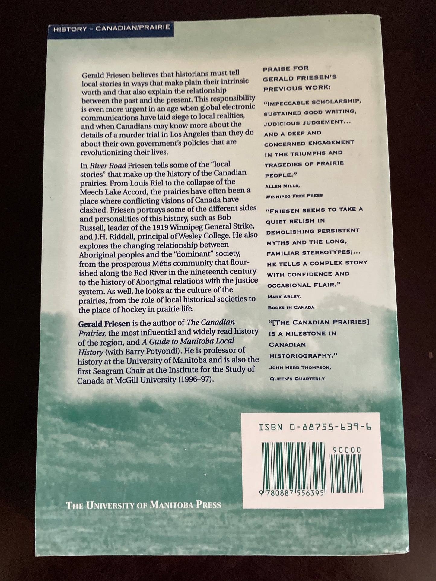 River Road: Essays on Manitoba and Prairie History - Friesen, Gerald