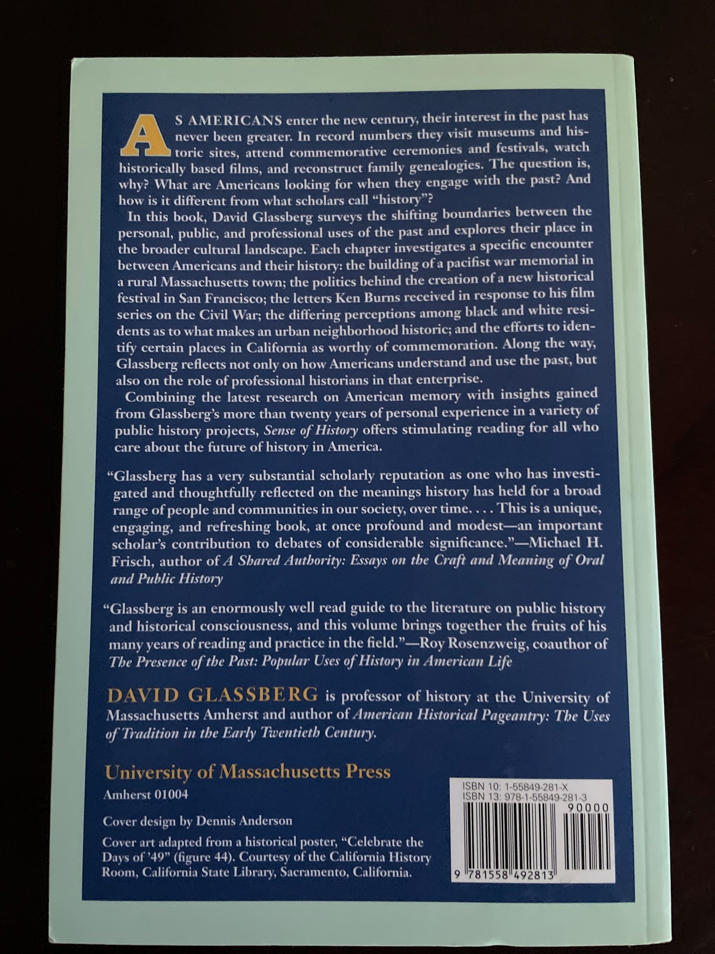 Sense of History: The Place of the Past in American Life - Glassberg, David