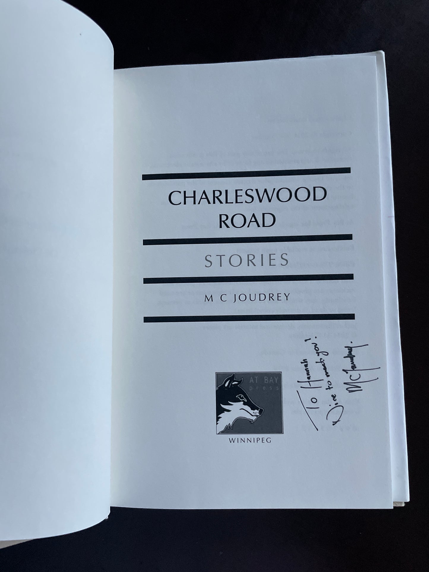 Charleswood Road Stories (Inscribed) - Joudrey, M. C.