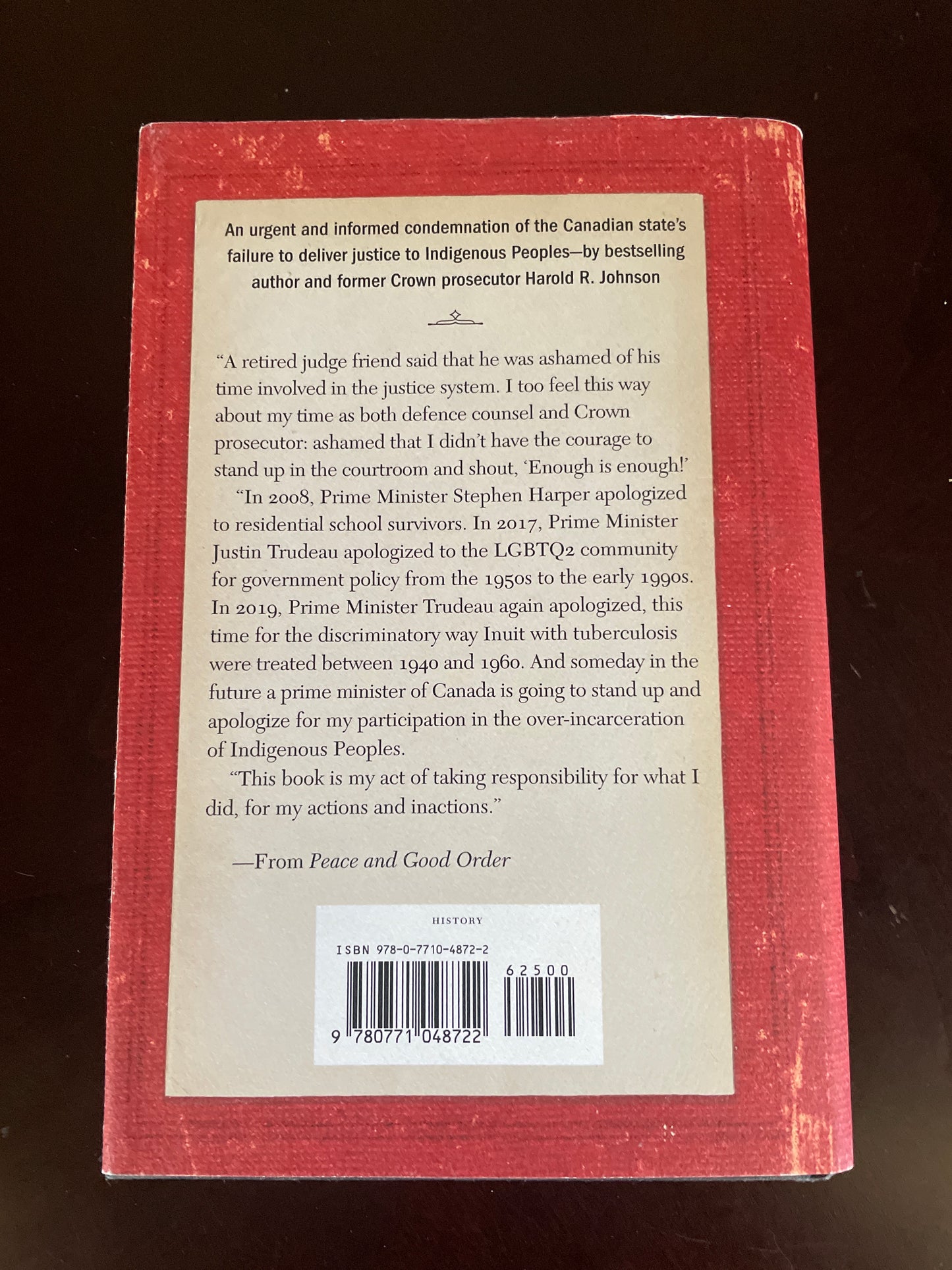 Peace and Good Order: The Case for Indigenous Justice in Canada - Johnson, Harold R.