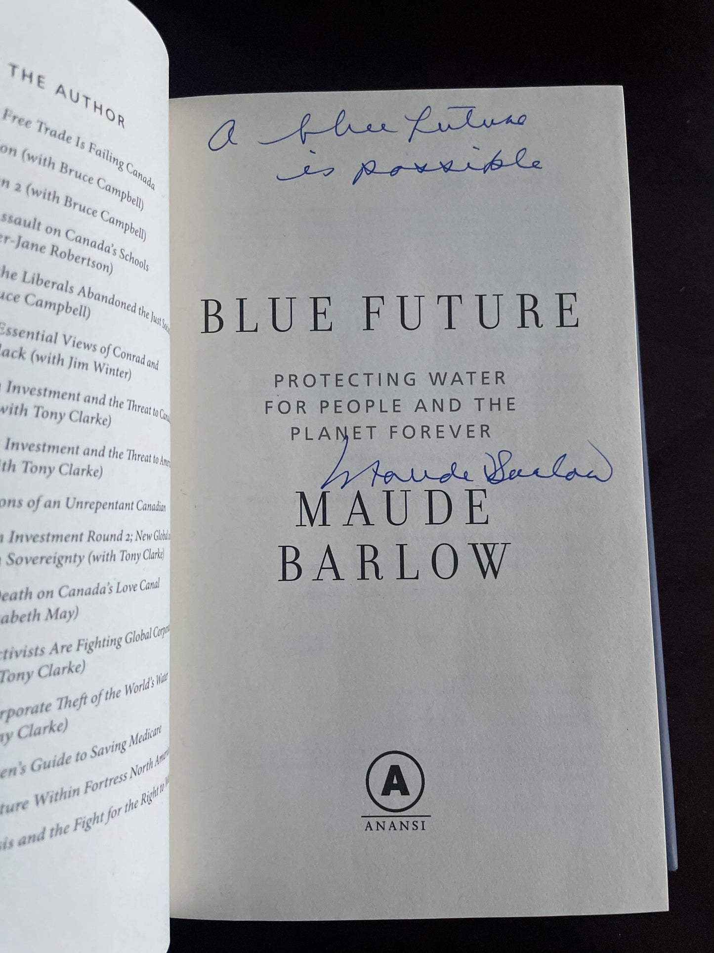 Blue Future: Protecting Water for People and the Planet Forever (Signed) - Barlow, Maude