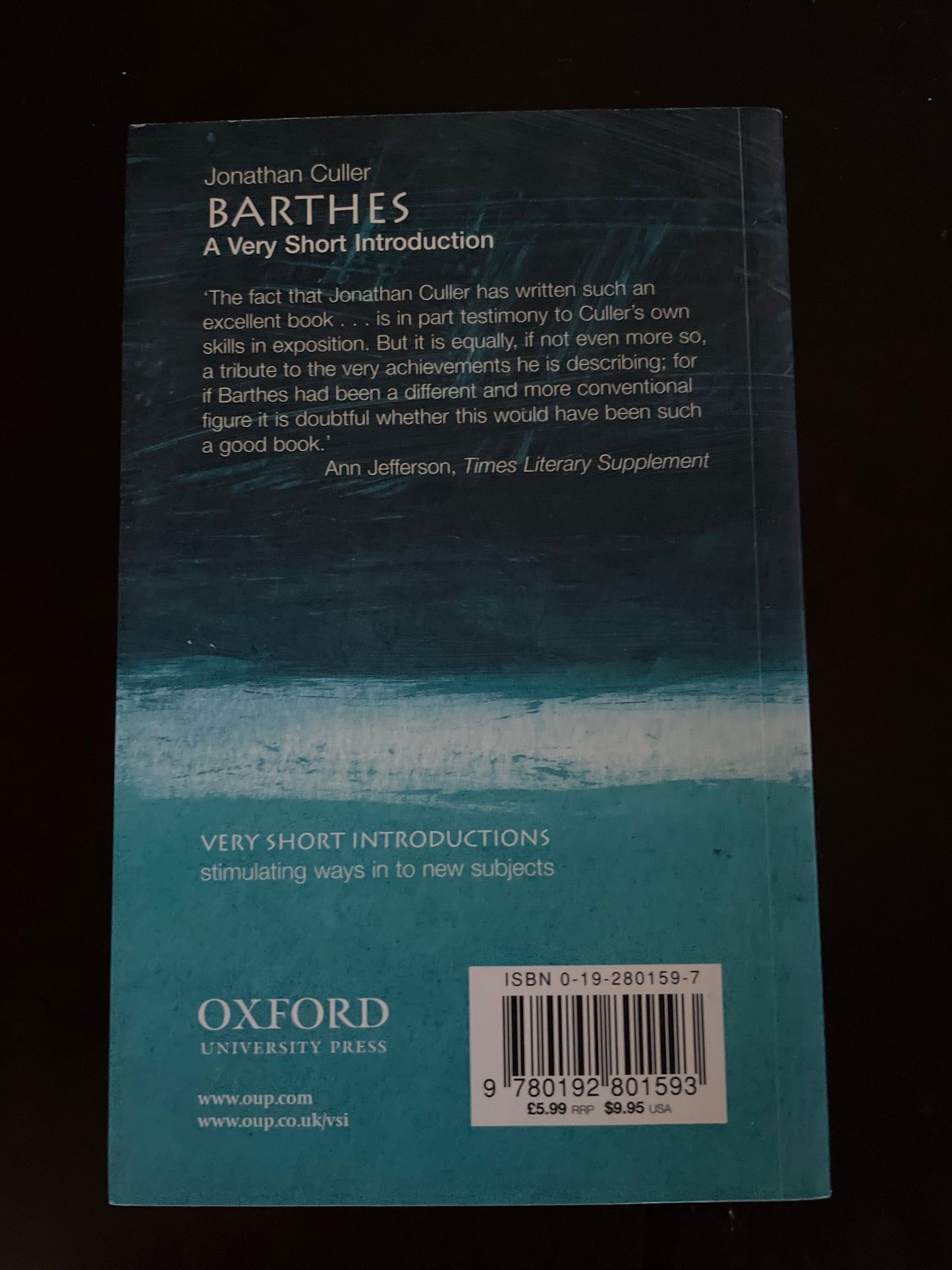 Barthes: A Very Short Introduction - Culler, Jonathan