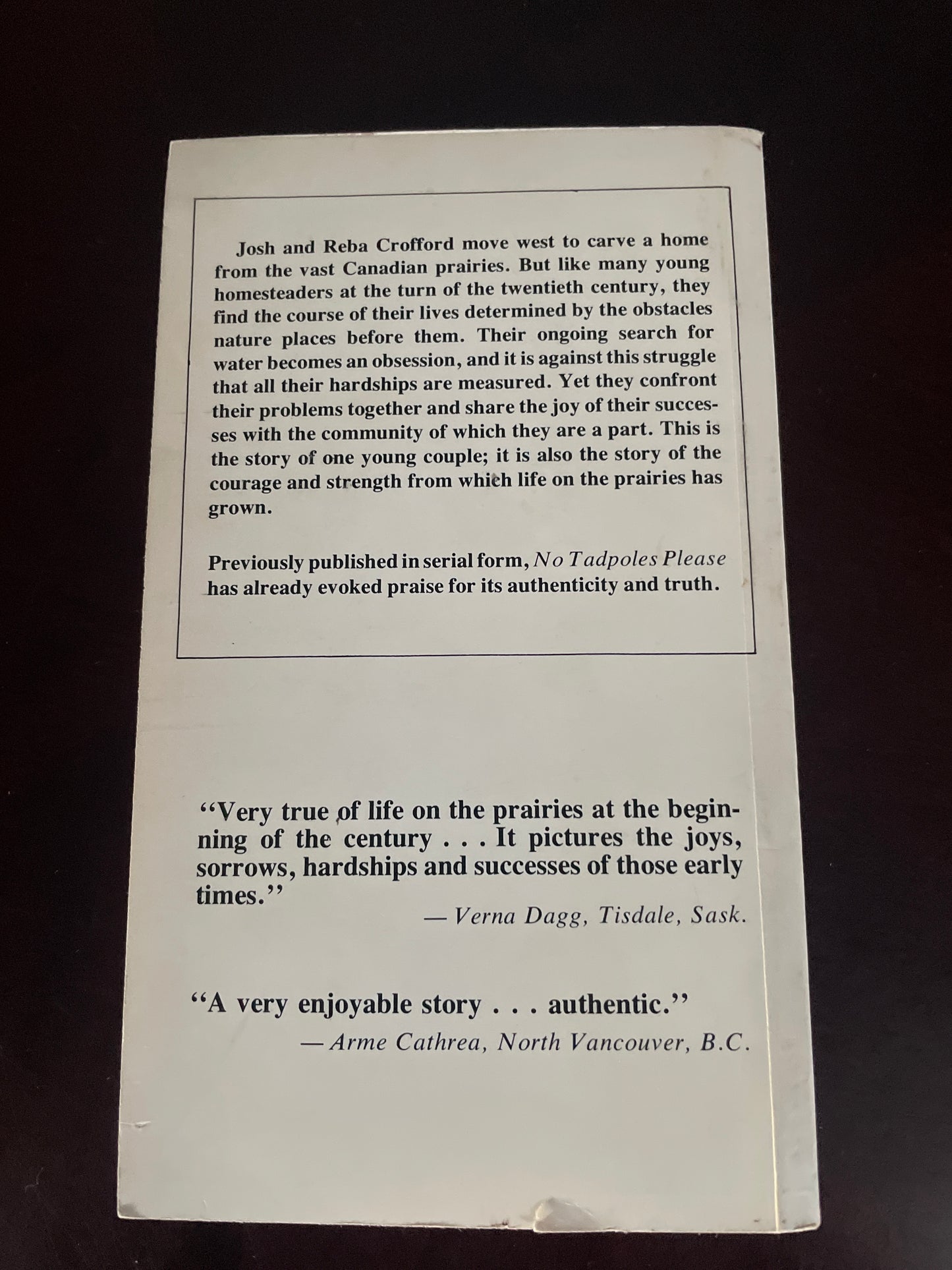 No tadpoles please - Robinson, Marguerite E