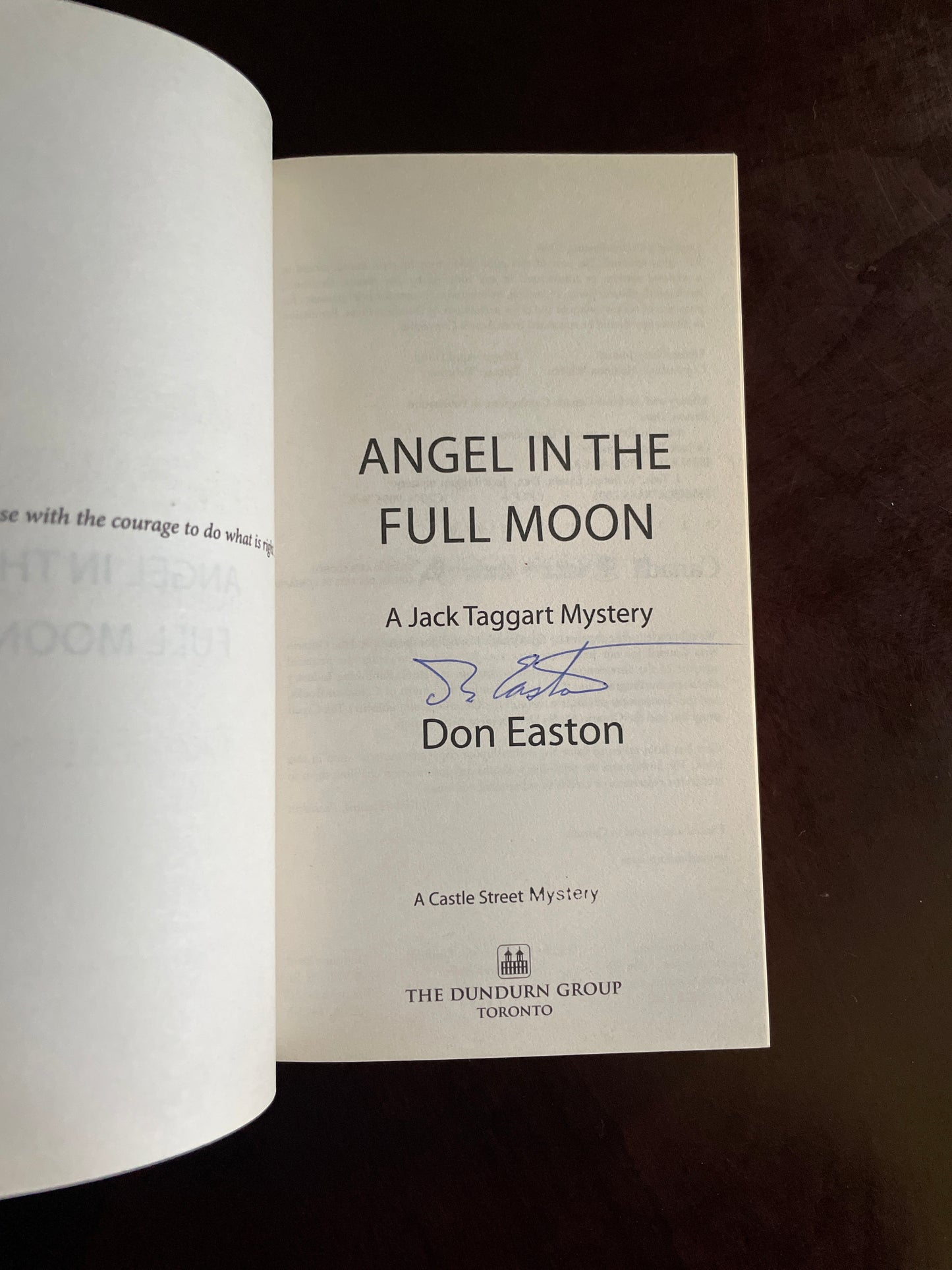 Angel in the Full Moon: A Jack Taggart Mystery (Signed) - Easton, Don