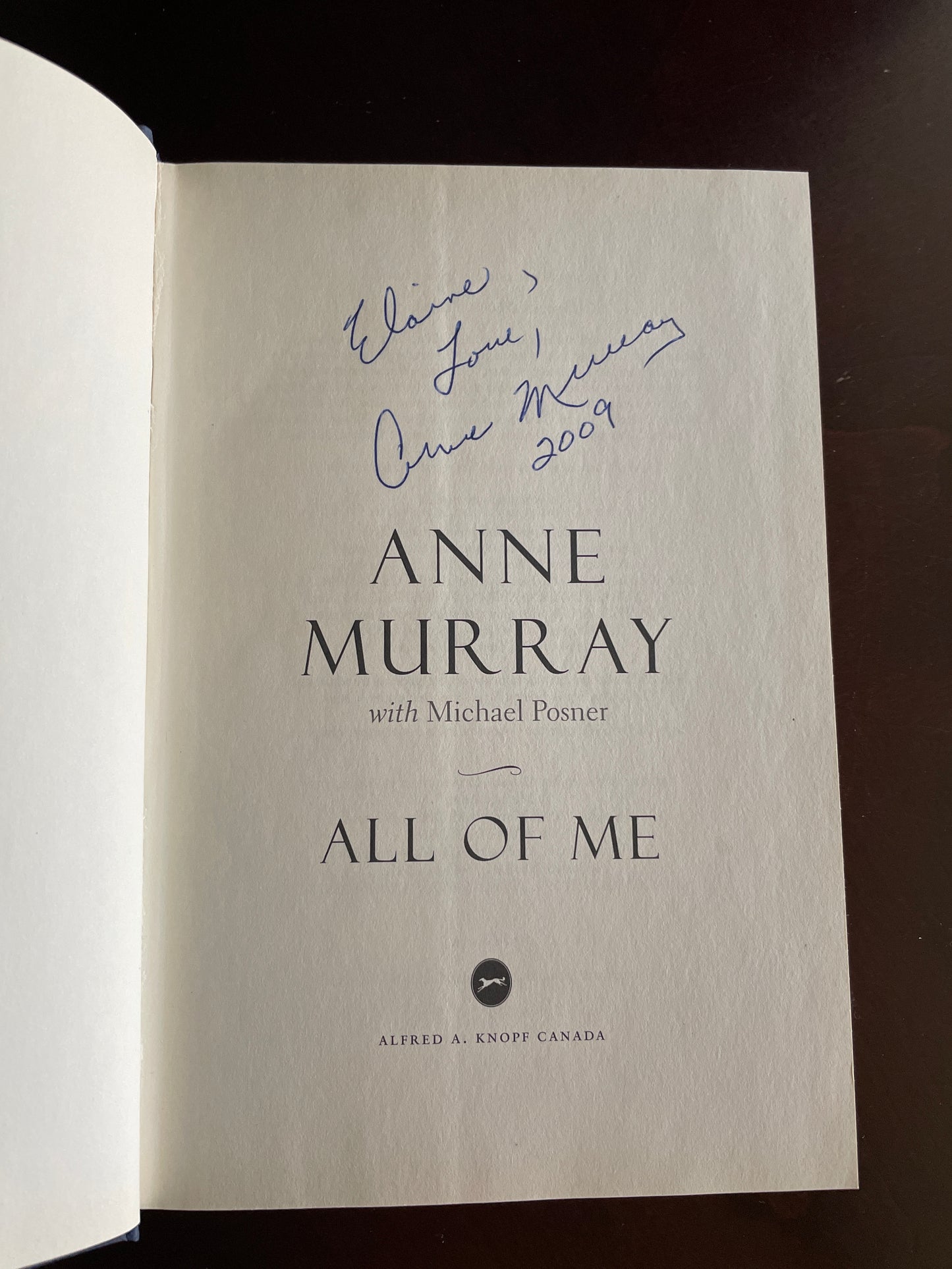 All of Me (Inscribed) - Murray, Anne; Posner, Michael