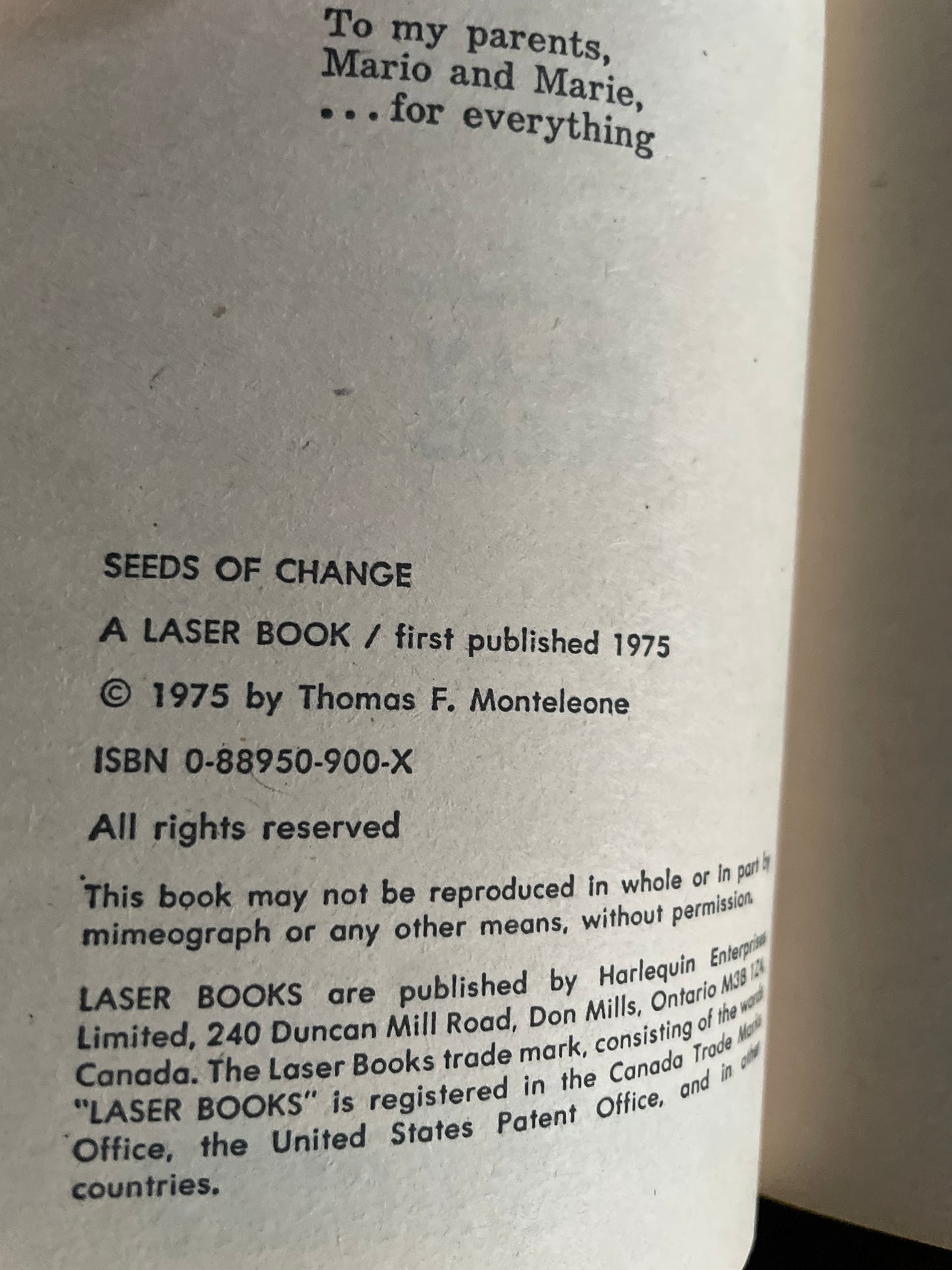 Seeds of Change - Monteleone, Thomas F.