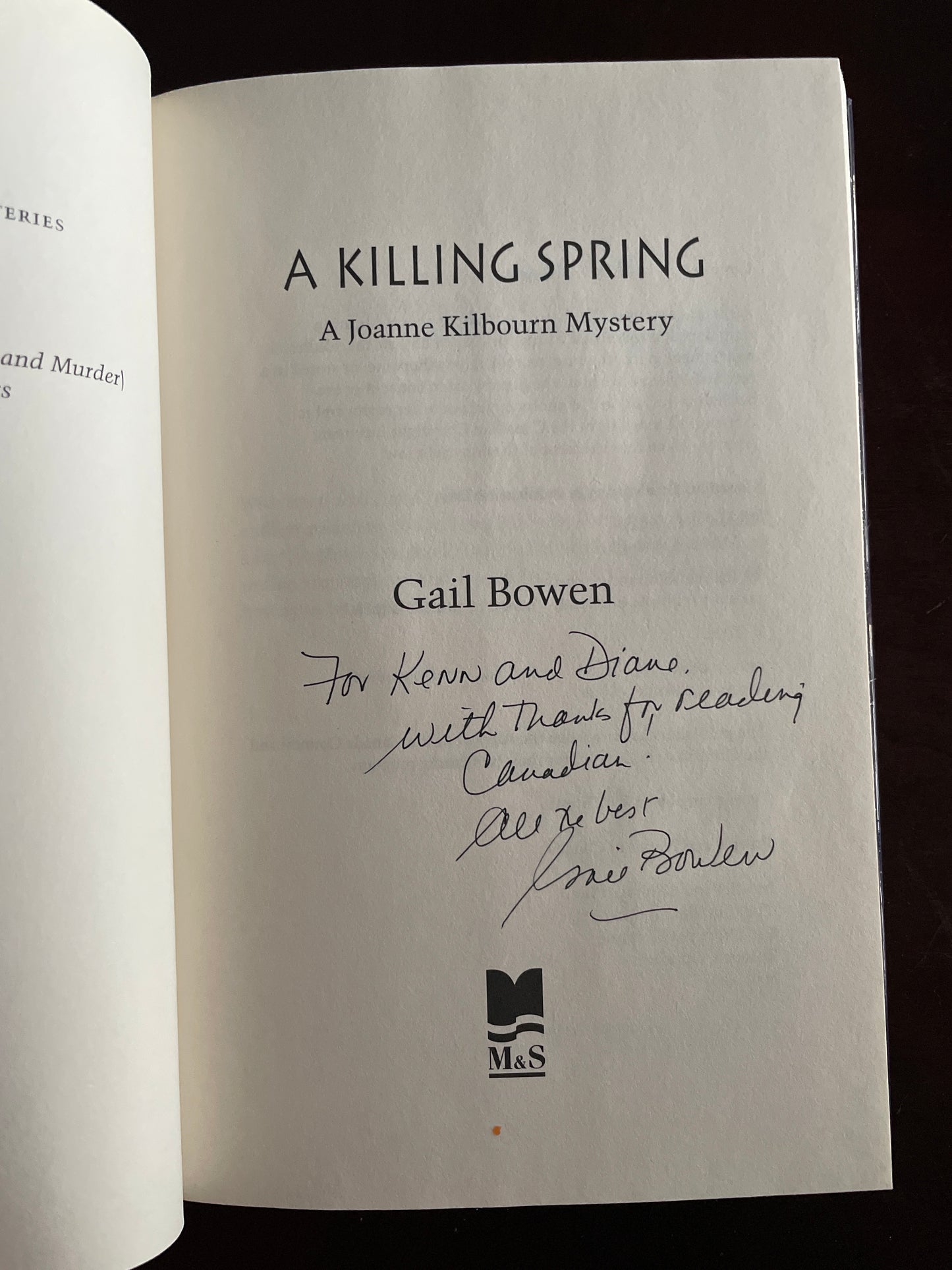 A Killing Spring (Inscribed) - Bowen, Gail