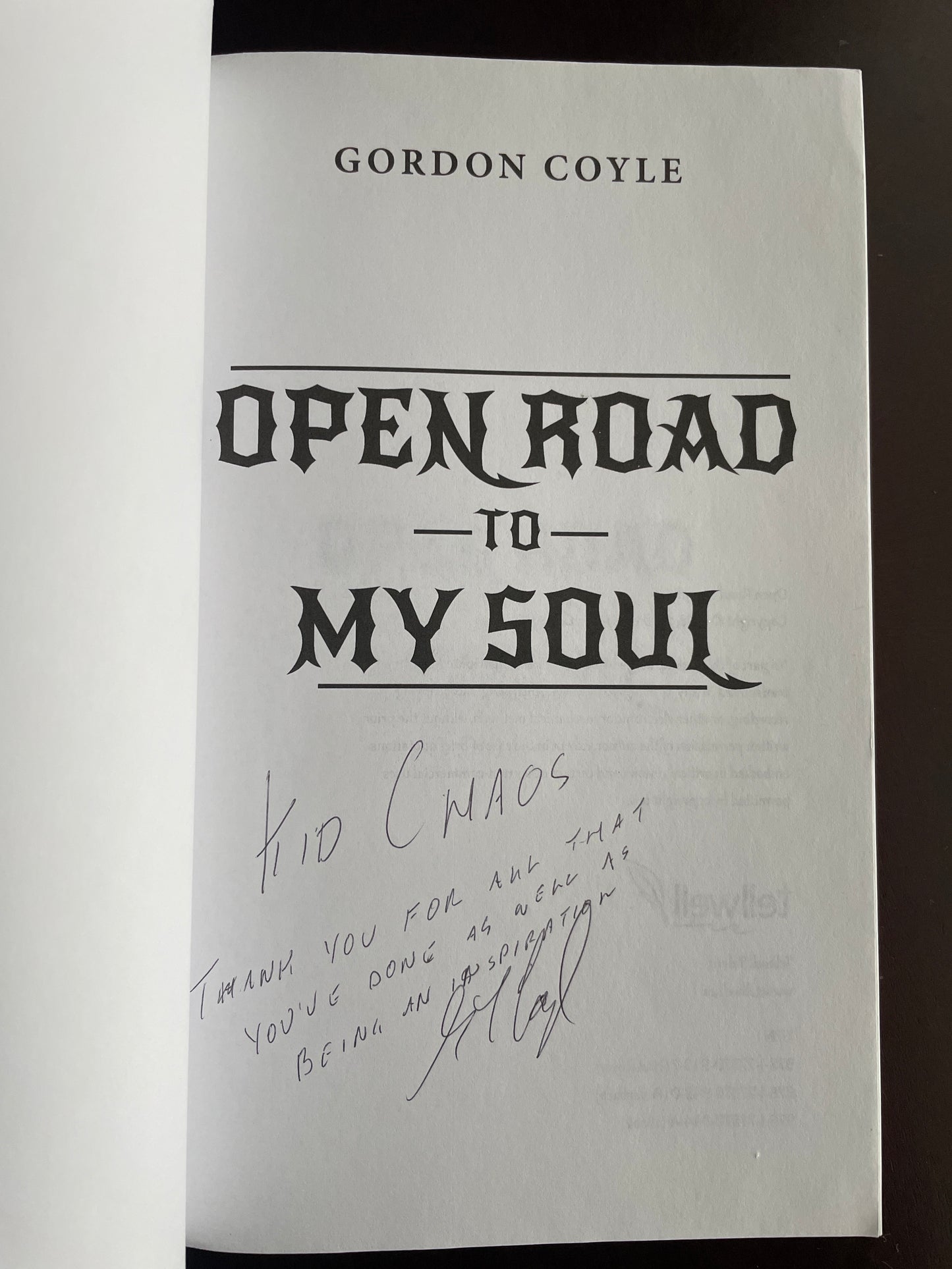 Open Road to my Soul: Biker Poems (Second Edition)(Inscribed) - Coyle, Gordon