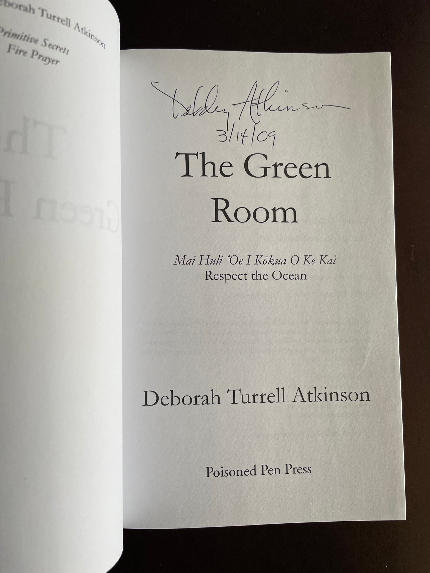 The Green Room: A Storm Kayama Mystery (Signed) - Atkinson, Deborah Turrell