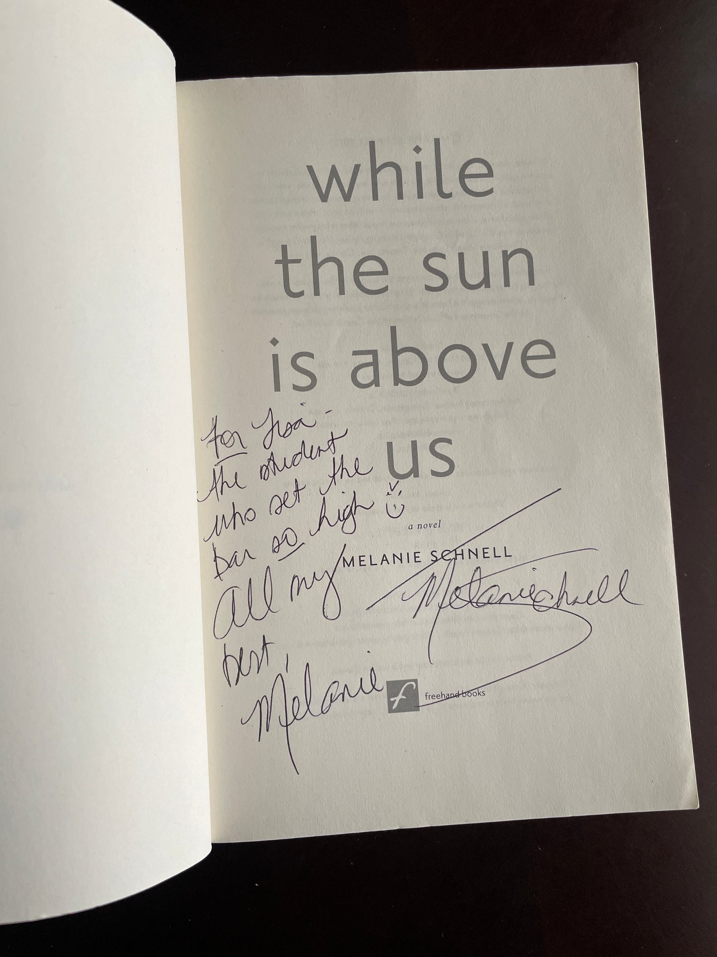 While the Sun Is Above Us (Inscribed) - Schnell, Melanie