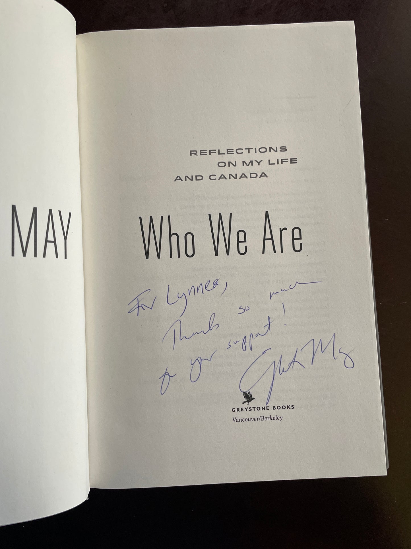 Who We Are: Reflections on My Life and Canada (Inscribed) - |May, Elizabeth