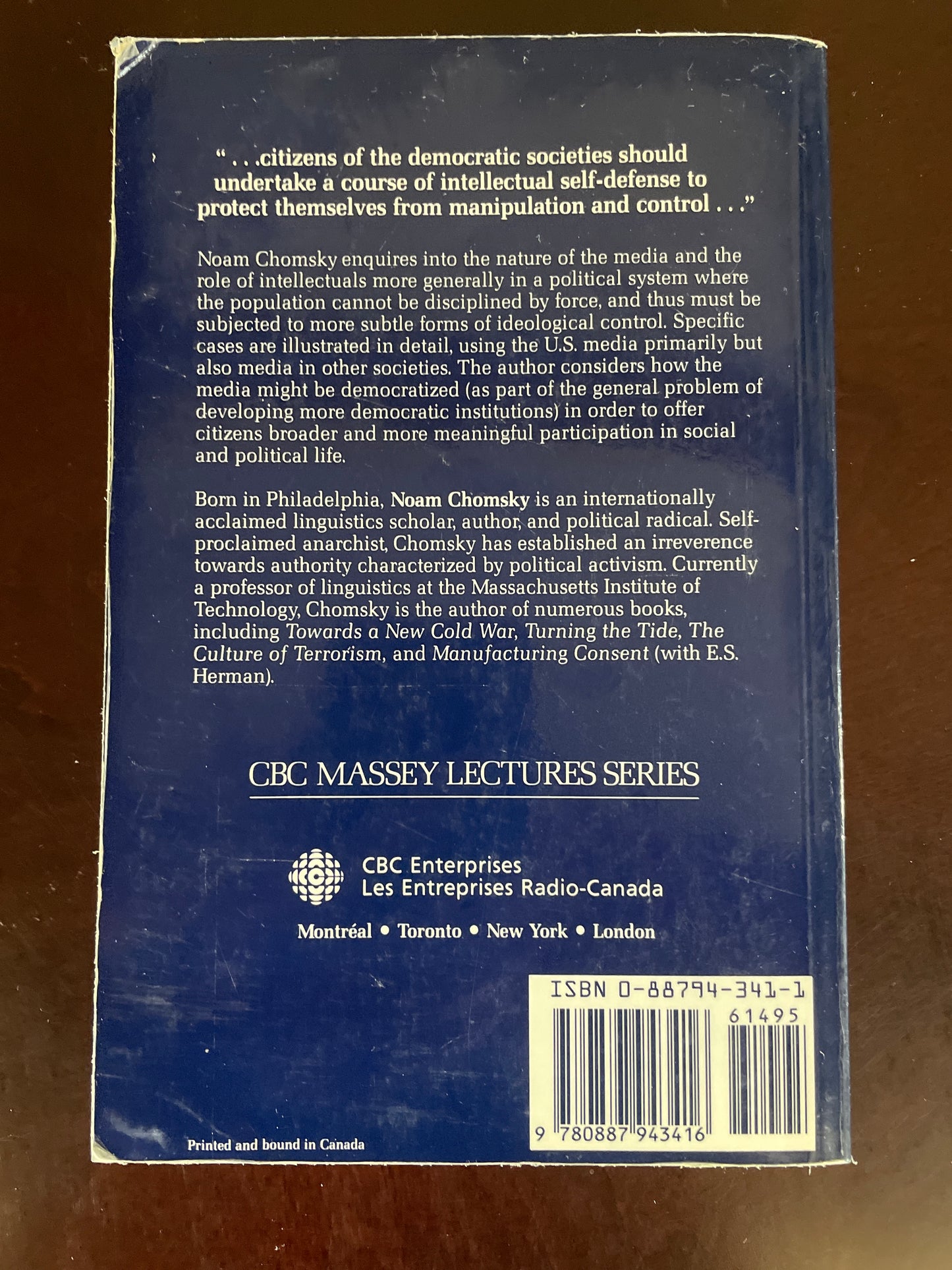 Necessary Illusions : Thought Control in Democratic Societies - Chomsky, Noam