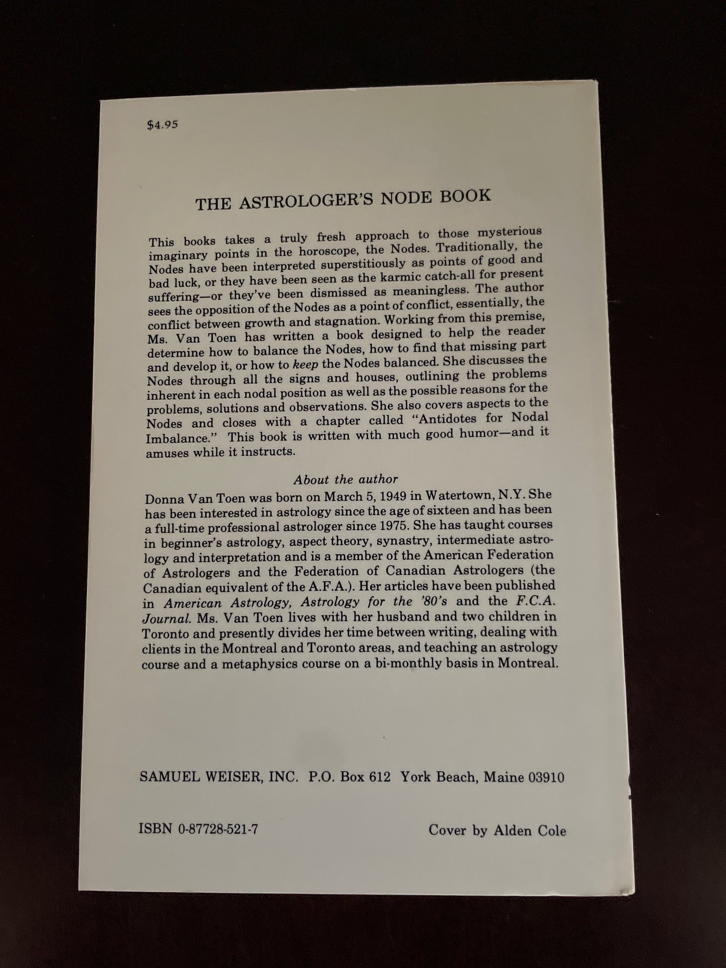 The Astrologer's Node Book - Toen, Donna Van