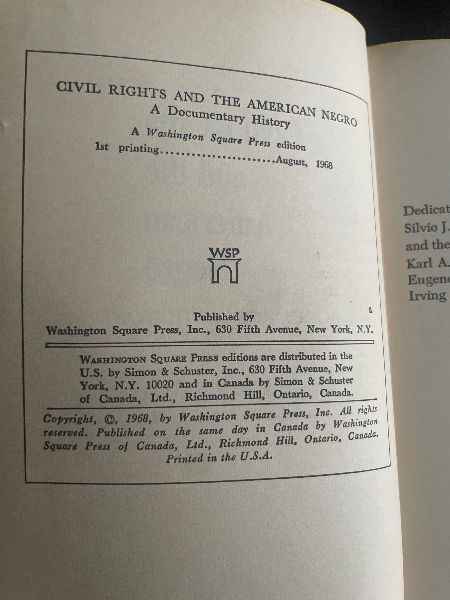 Civil Rights and the American Negro: A Documentary History - Blaustein, Albert P.; Zangrando, Robert L.