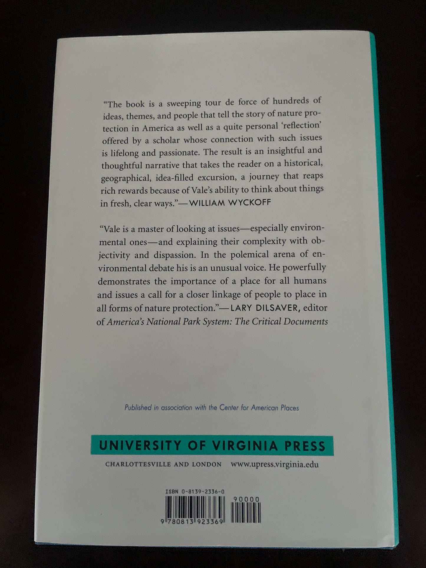The American Wilderness: Reflections on Nature Protection in the United States - Vale, Thomas R.