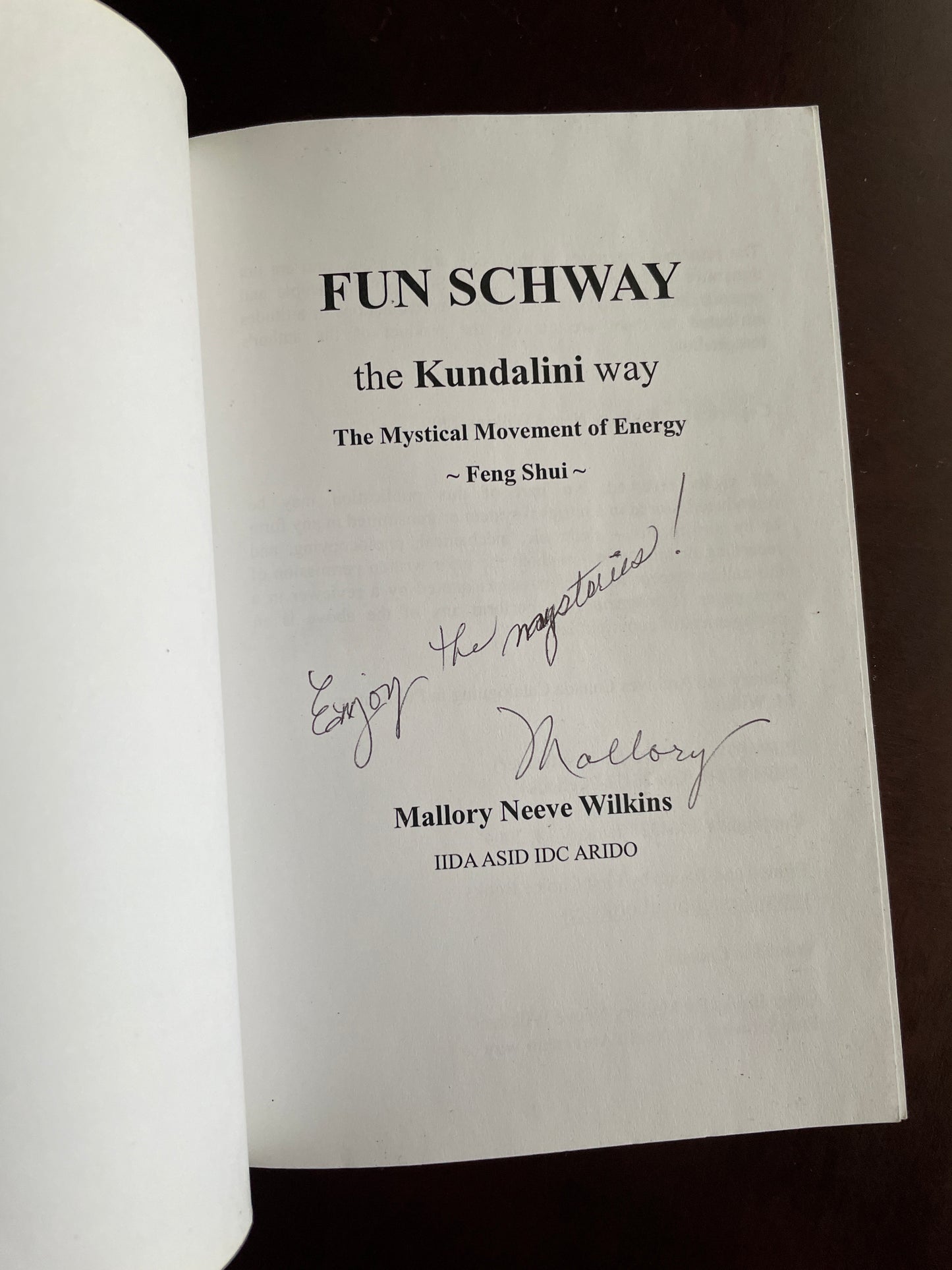 Fun Schway the Kundalini Way: The Mystical Movement of Energy - Feng Shui (Signed) - Wilkins, Mallory Neeve