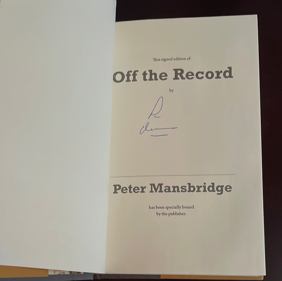Off the Record - Mansbridge, Peter (Signed)