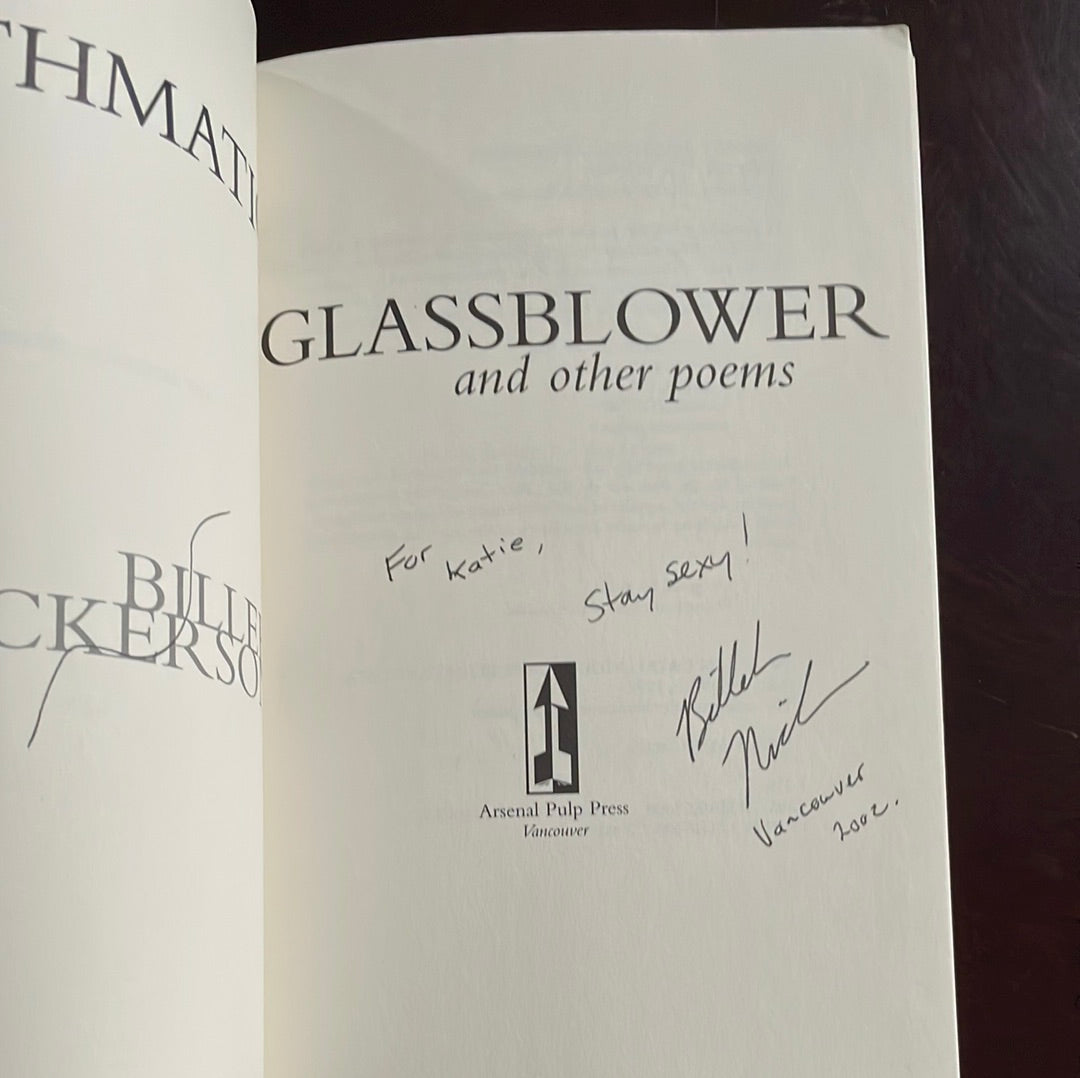 The Asthmatic Glassblower and other poems (Inscribed) - Nickerson, Billeh